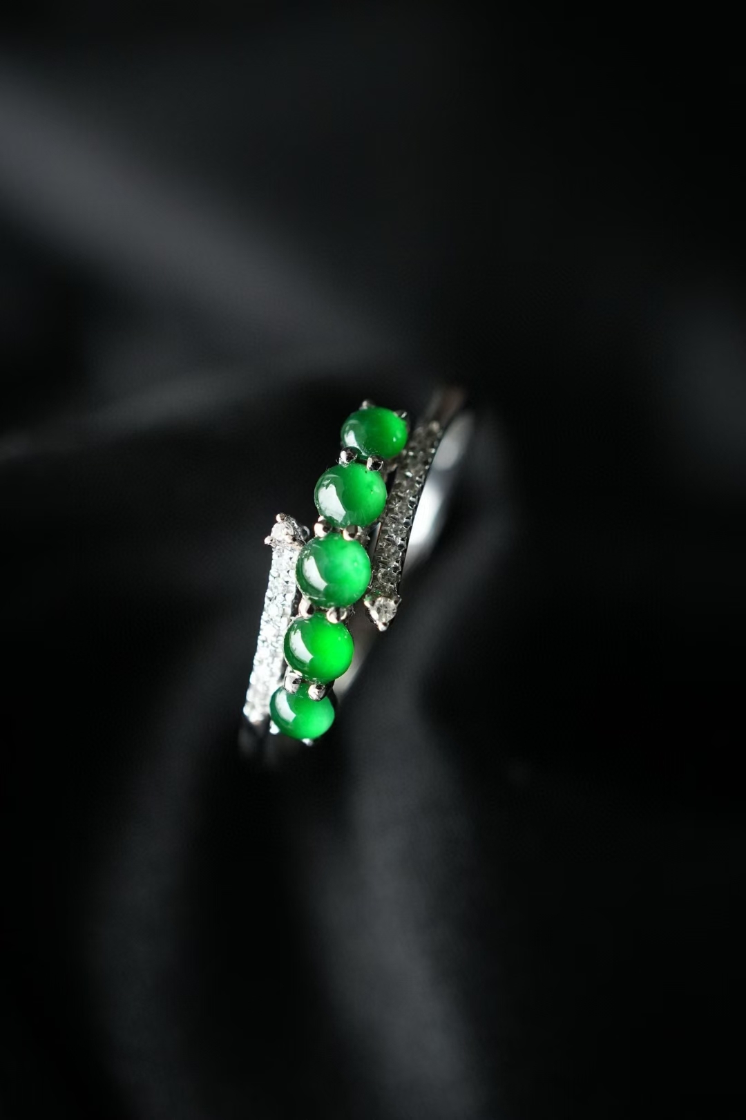 翡翠冰陽綠蛋面排戒,天然翡翠A玉, 緬甸玉, Jade, Jadeite