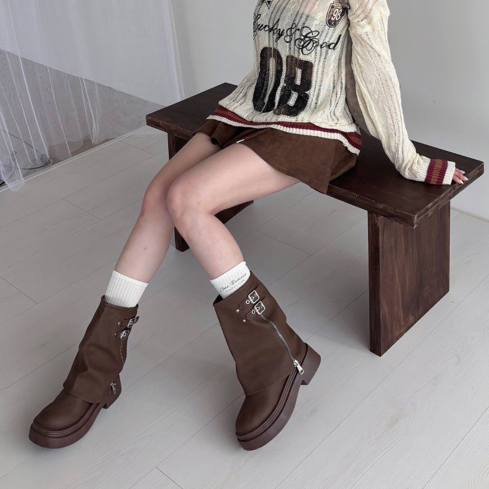 【磨砂質感軍靴 】DOMISS內增高短靴  馬丁靴-2色 軍靴 靴子 短靴 中筒靴(現+預)