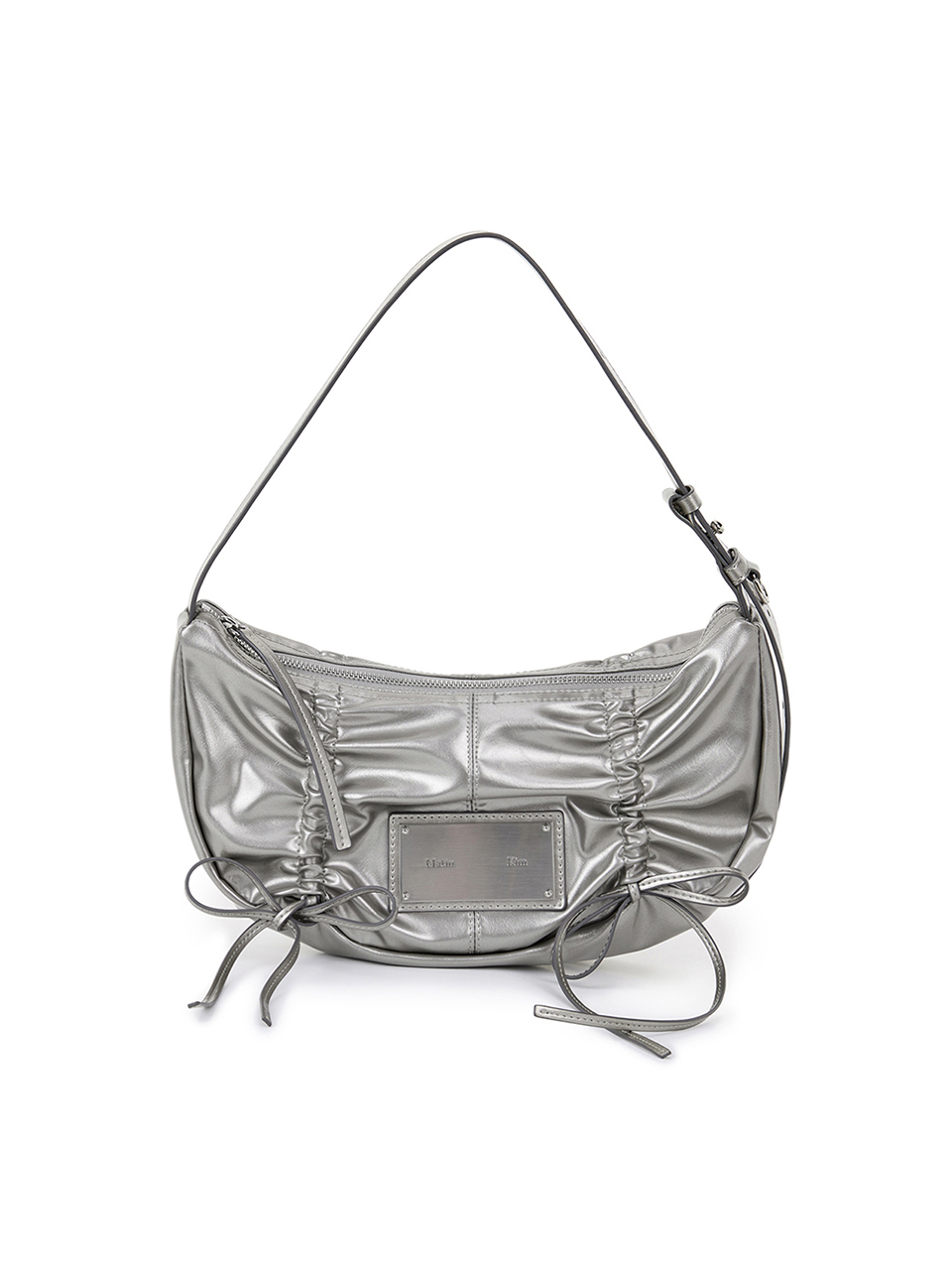 蝴蝶結半月包 深銀色