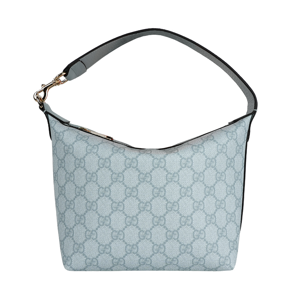 【GUCCI】Ophidia GG 塗層帆布迷你肩背包/手提包(灰藍色)
