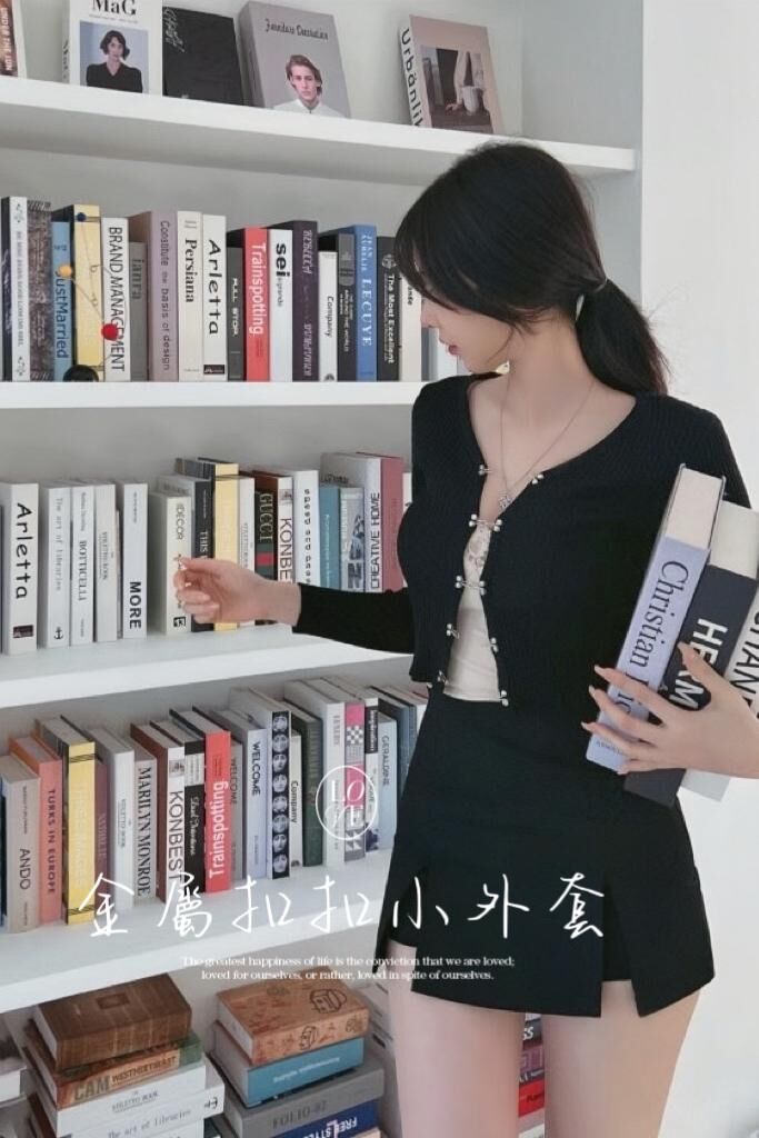 JK#14599🤎金屬扣扣小外套