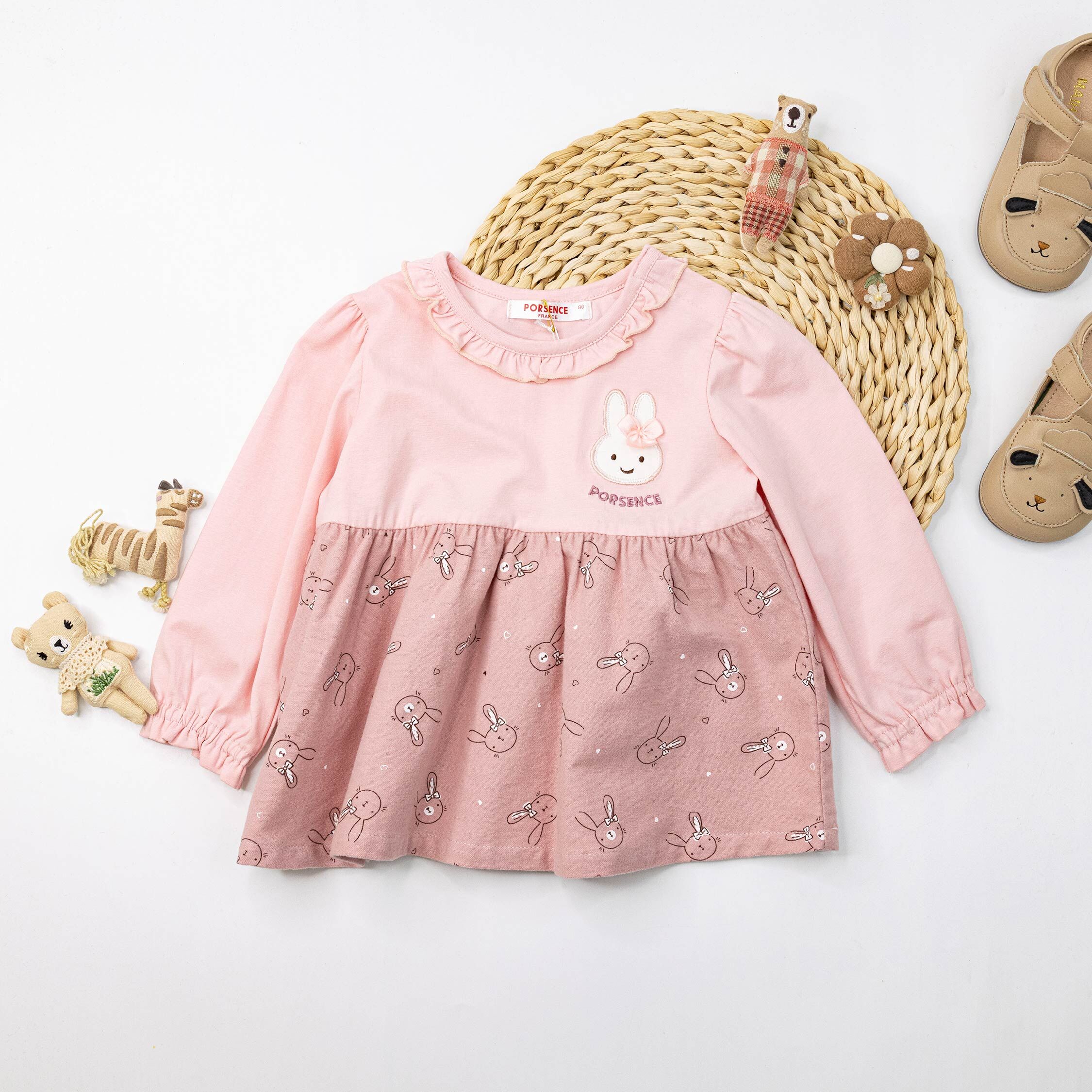 波紳士【12549】氣質蝴蝶結兔兔縮口袖上衣＊二色