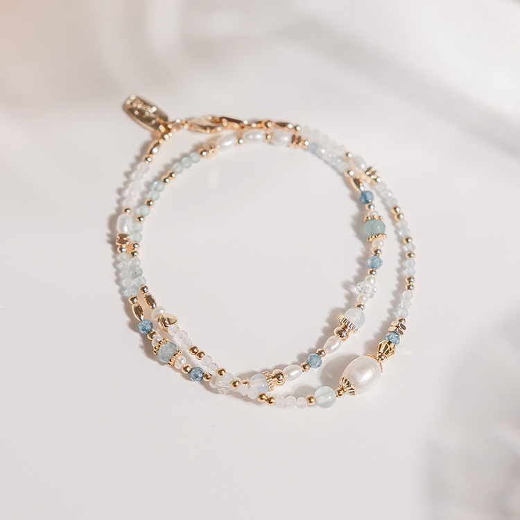 世界盡頭的戀人 – 珍珠海藍寶 – 手鍊