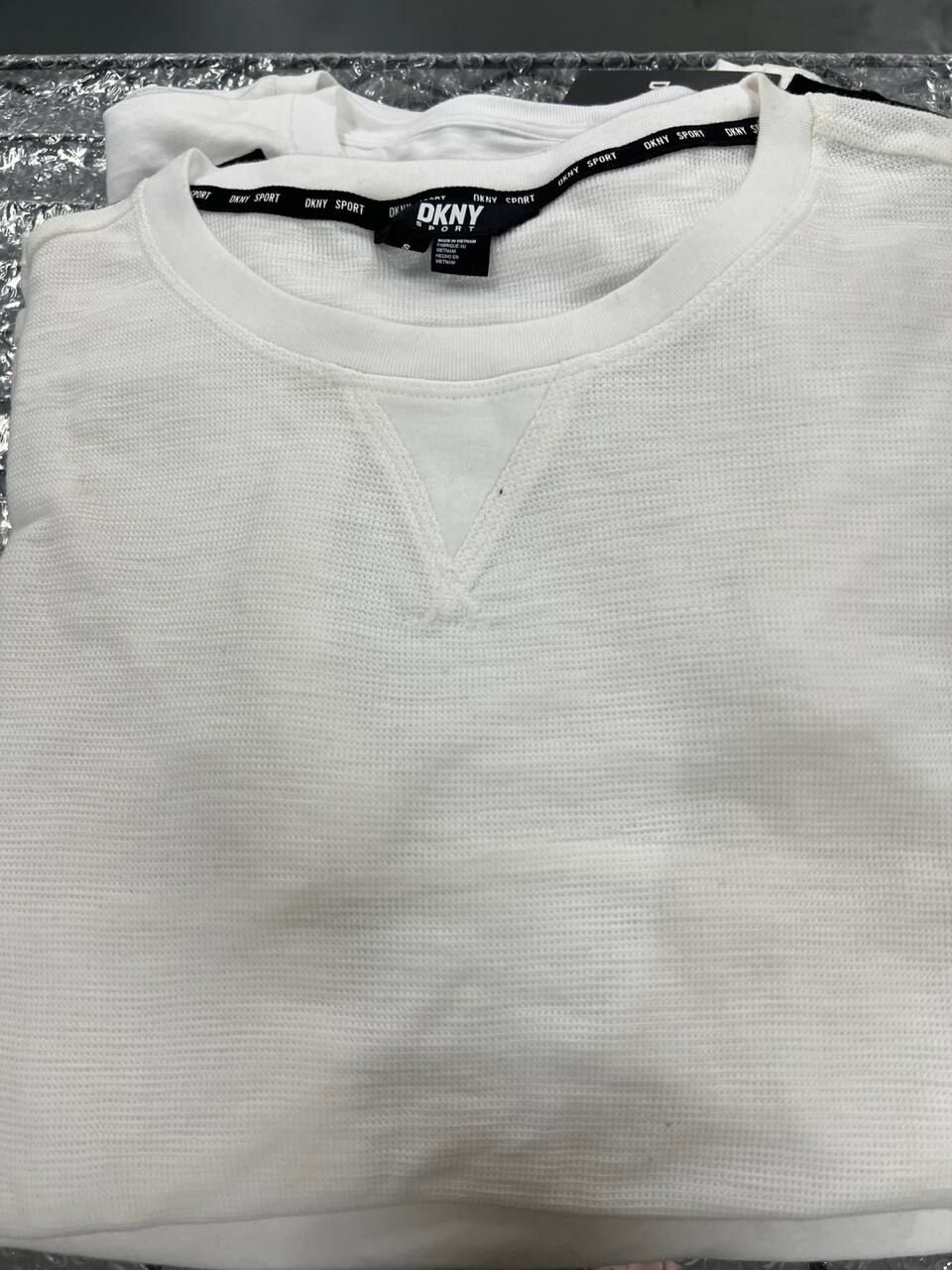 [S] DKNY WHITE SPORT MINI SLUB WAFFLE KNIT TOP TSHIRT, DP4T9756-WHT [FINAL SALE] (SD1554)