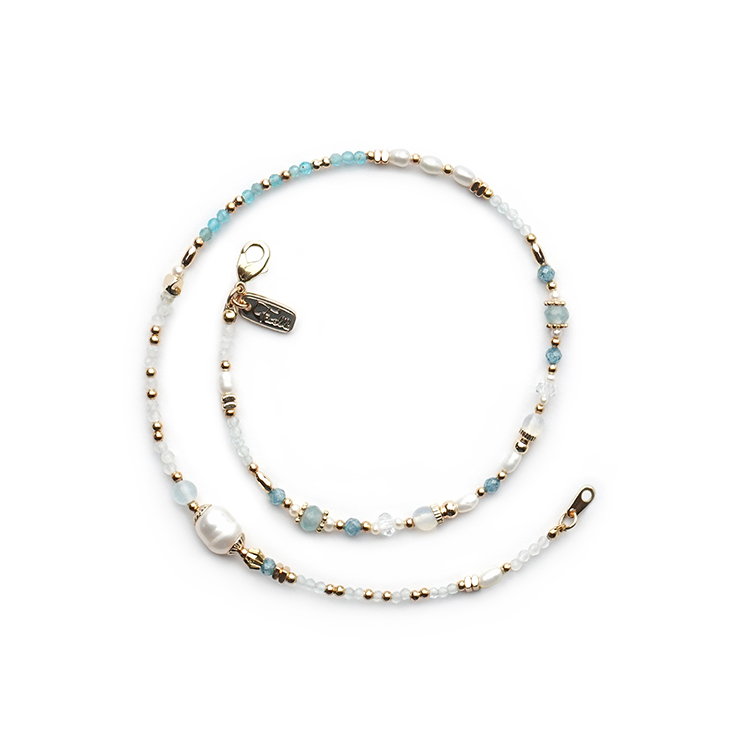 世界盡頭的戀人 – 珍珠海藍寶 – 手鍊