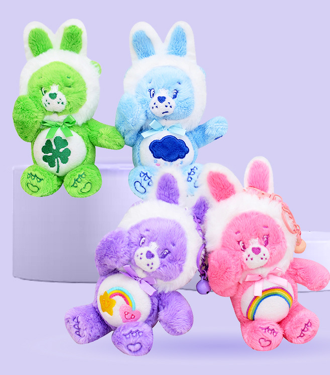 正版CareBears愛心熊白色兔耳頭套吊飾