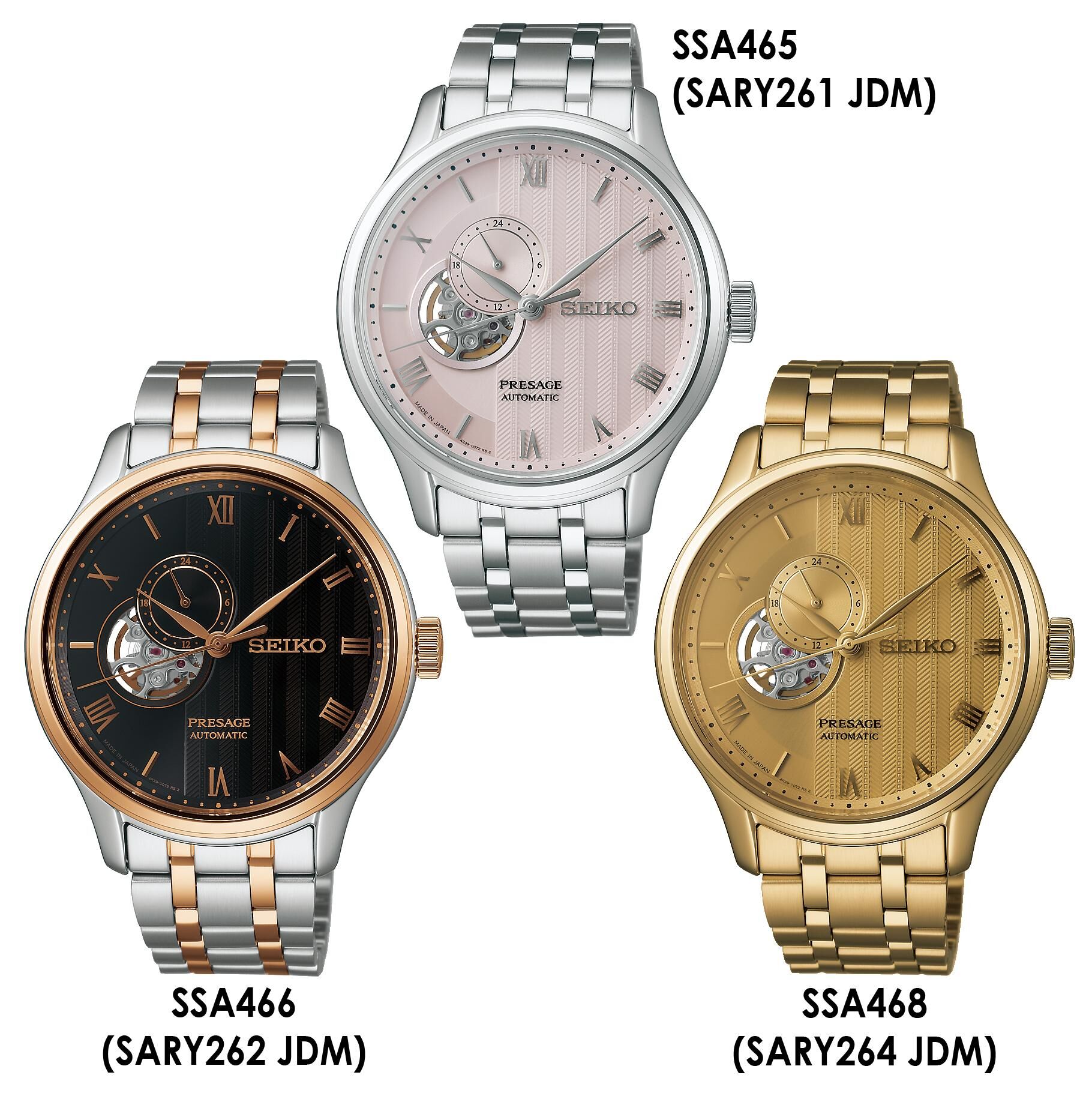 Seiko 精工 Presage Japanese Garden Roman numerals analog Mechanical automatic watch SSA465 / SARY261, SSA466 / SARY262 , SSA468 / SARY264 日本花園羅馬數位指針式機械式自動腕錶