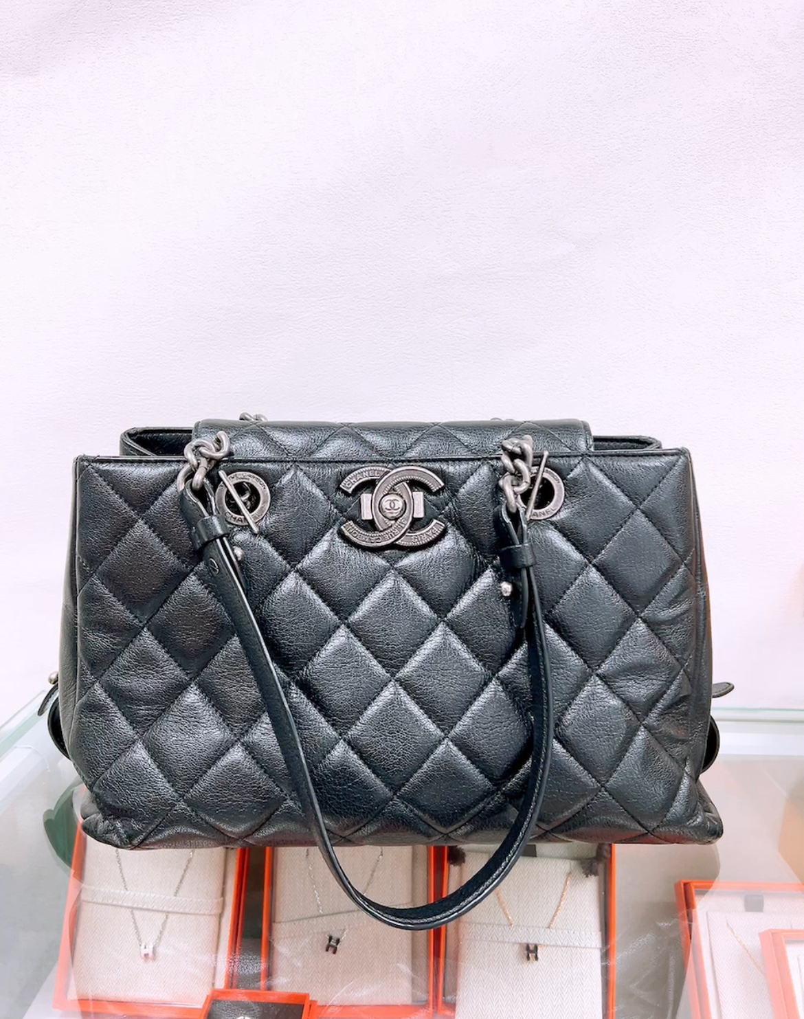 Chanel city rock shopping tote black