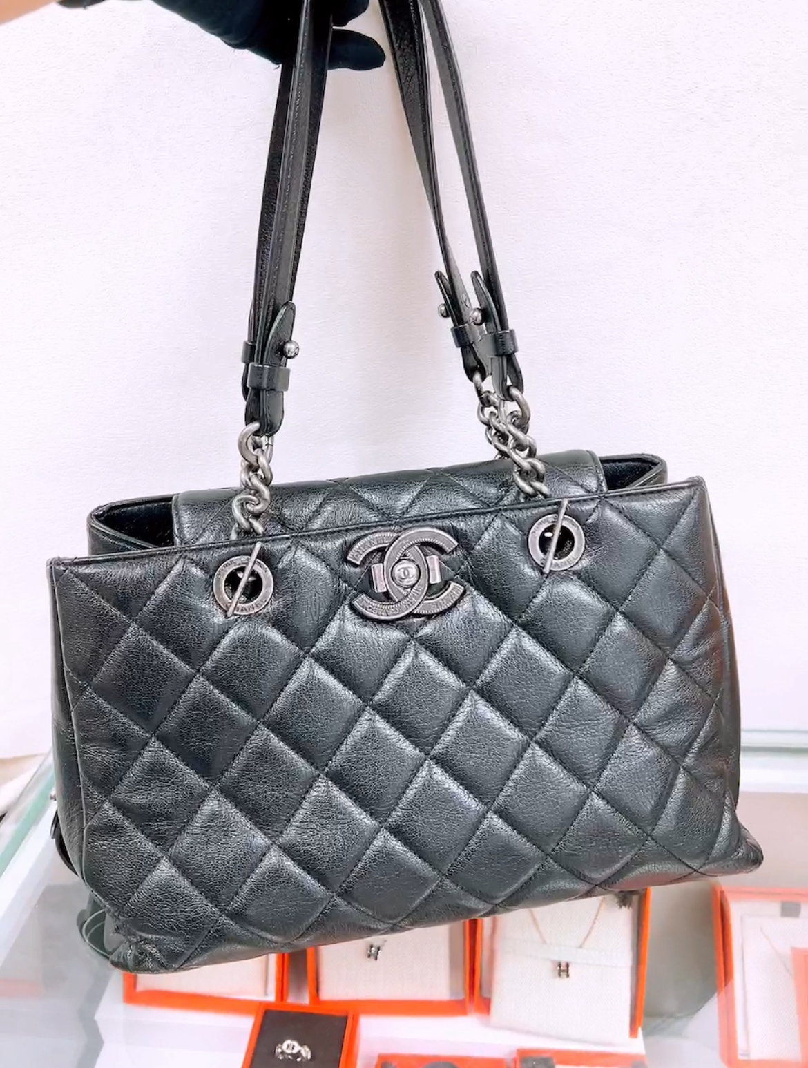 Chanel city rock shopping tote black