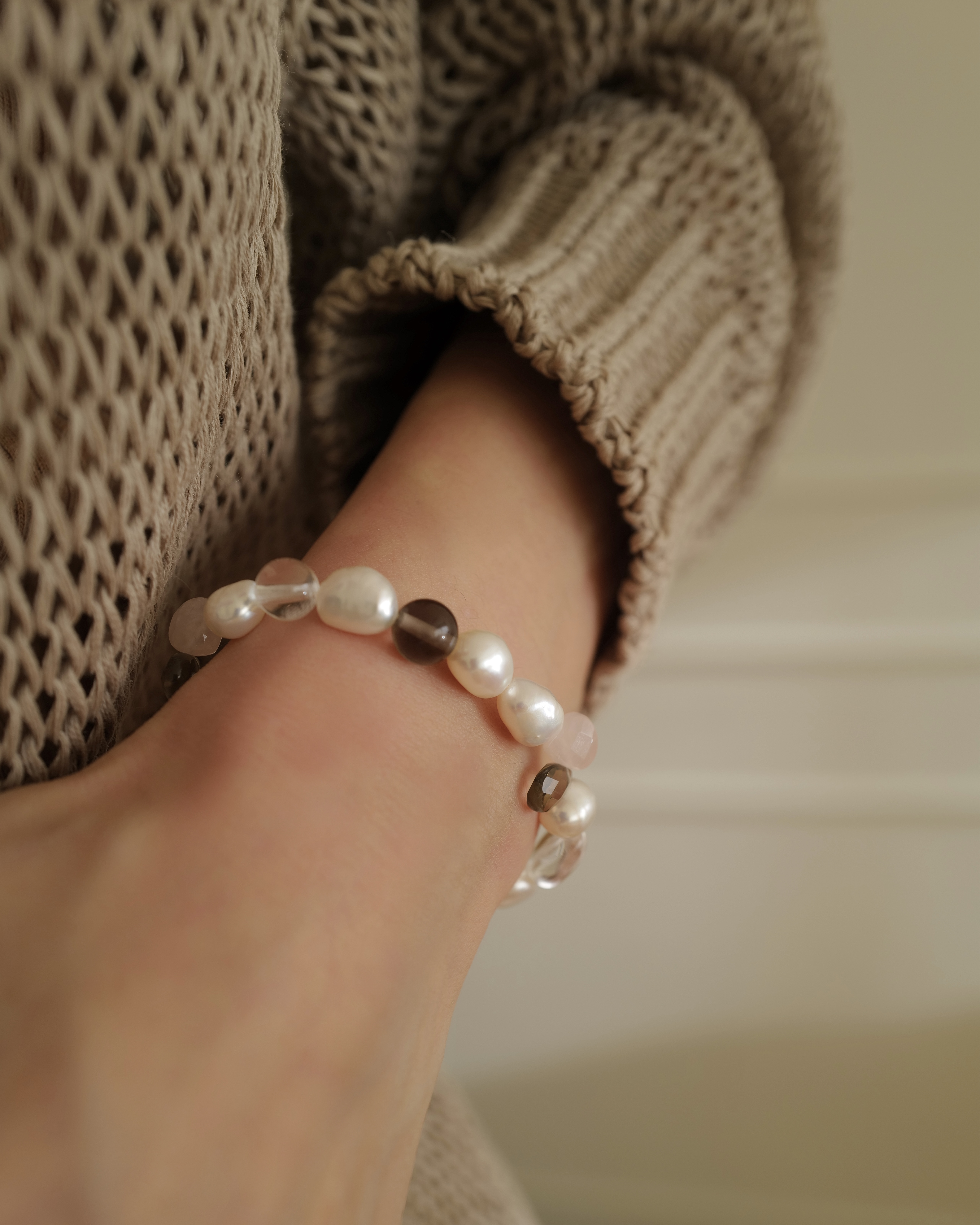 Rose Smoke Pearls Bracelet｜玫瑰煙晶珍珠手鏈