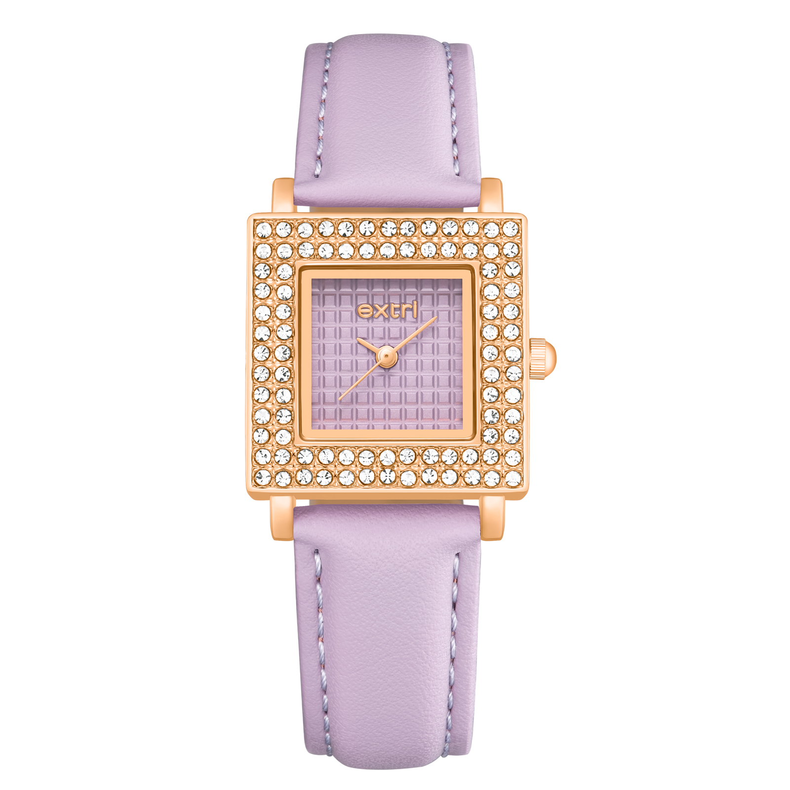 【EXTRI】 E1071 經典 復古 鑲鑽 方形 皮革 女錶 手錶