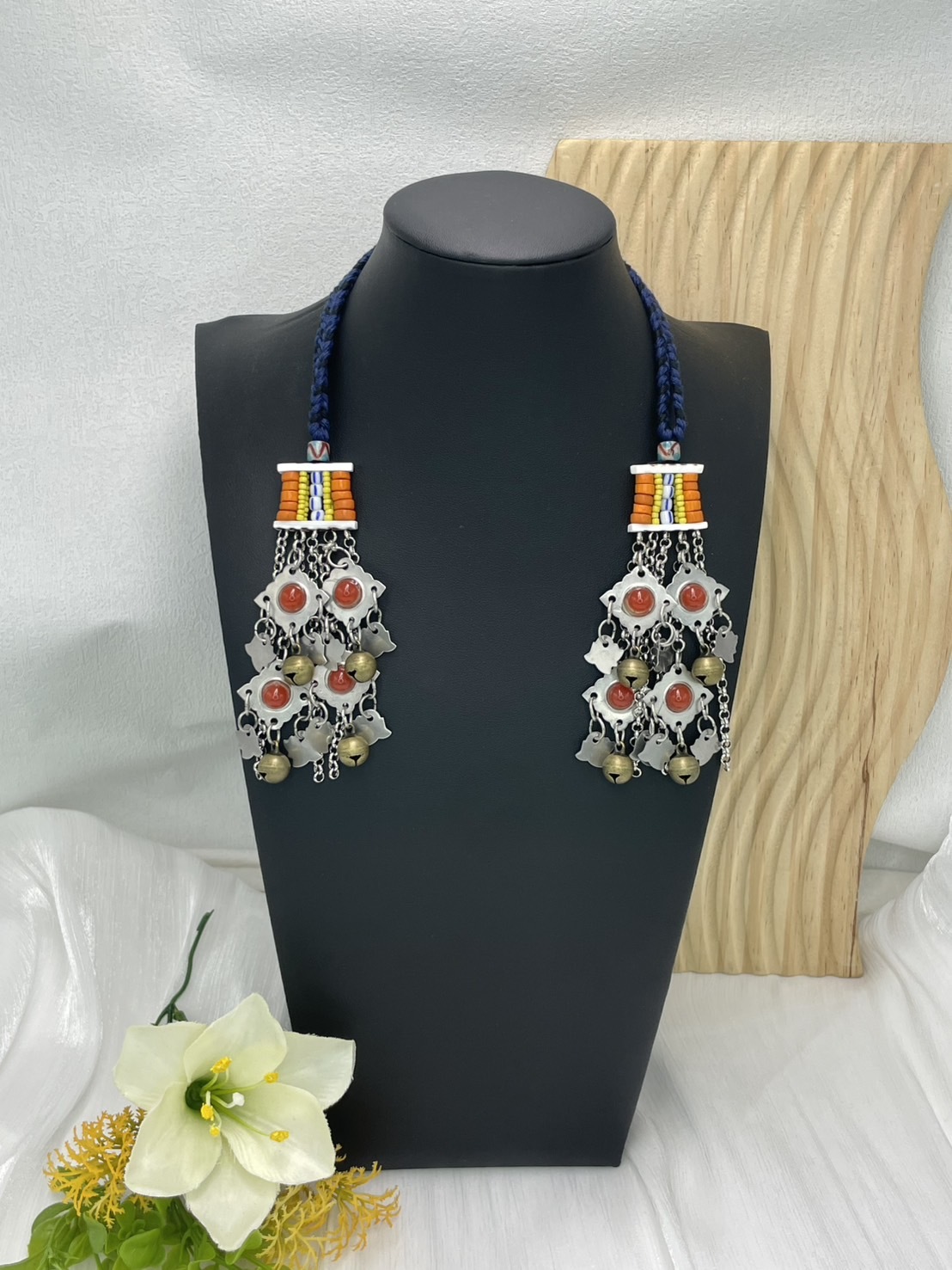 W-No.88傳統花珠少女耳掛10cm