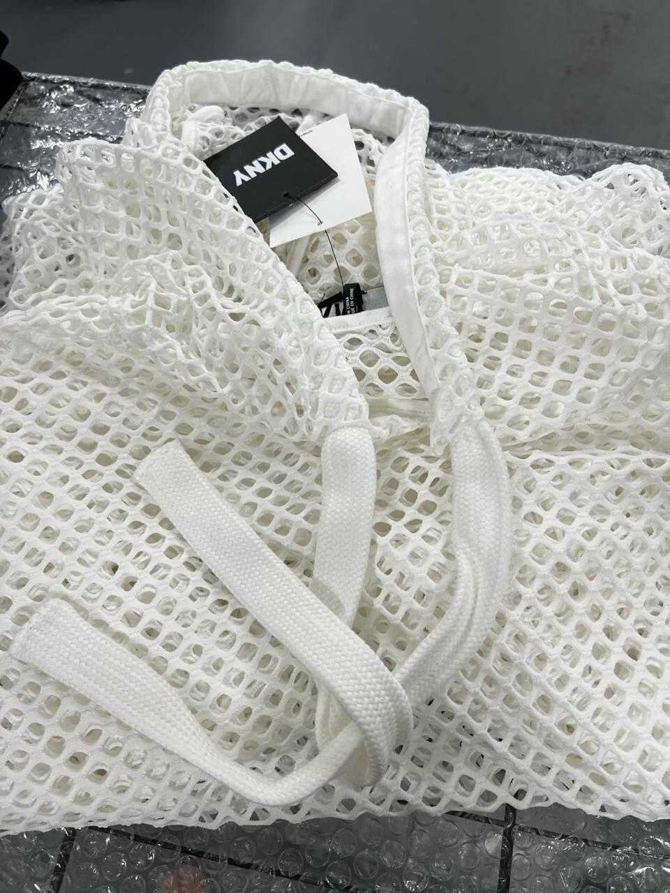 [S] DKNY WHITE WOMEN'S MESH HOODIE DRESS, B1470775-WHT [FINAL SALE](SD1558)