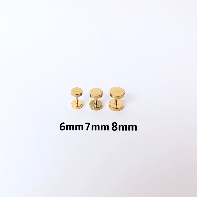 抗敏鋼 平面金色圓餅造型耳環(單支價)