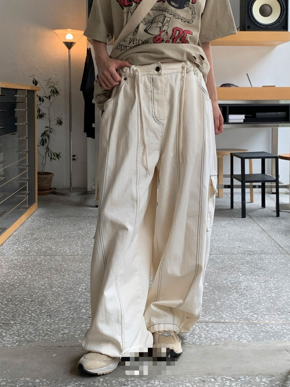 抽繩側口袋工作褲