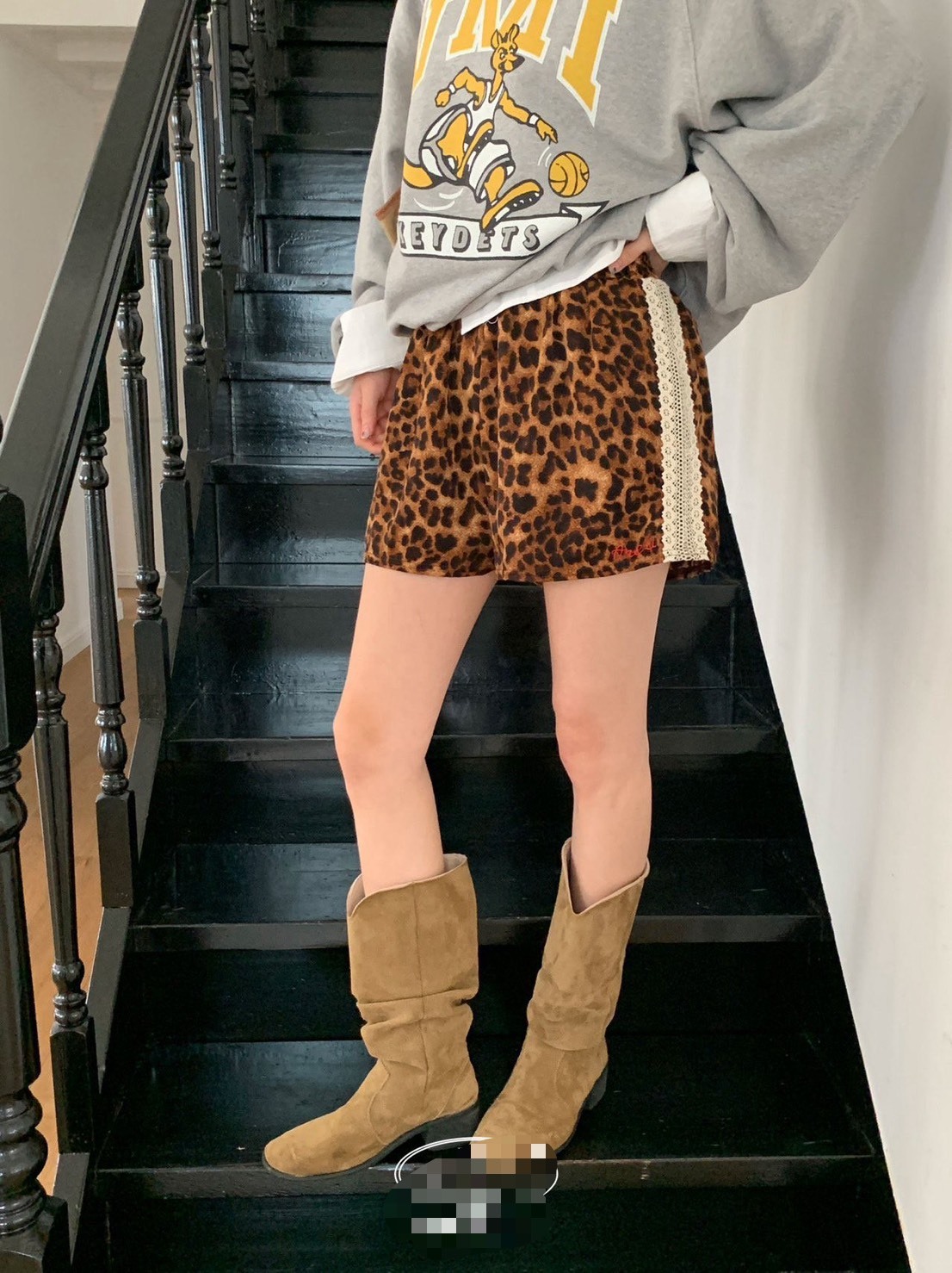 豹紋短絨毛短褲