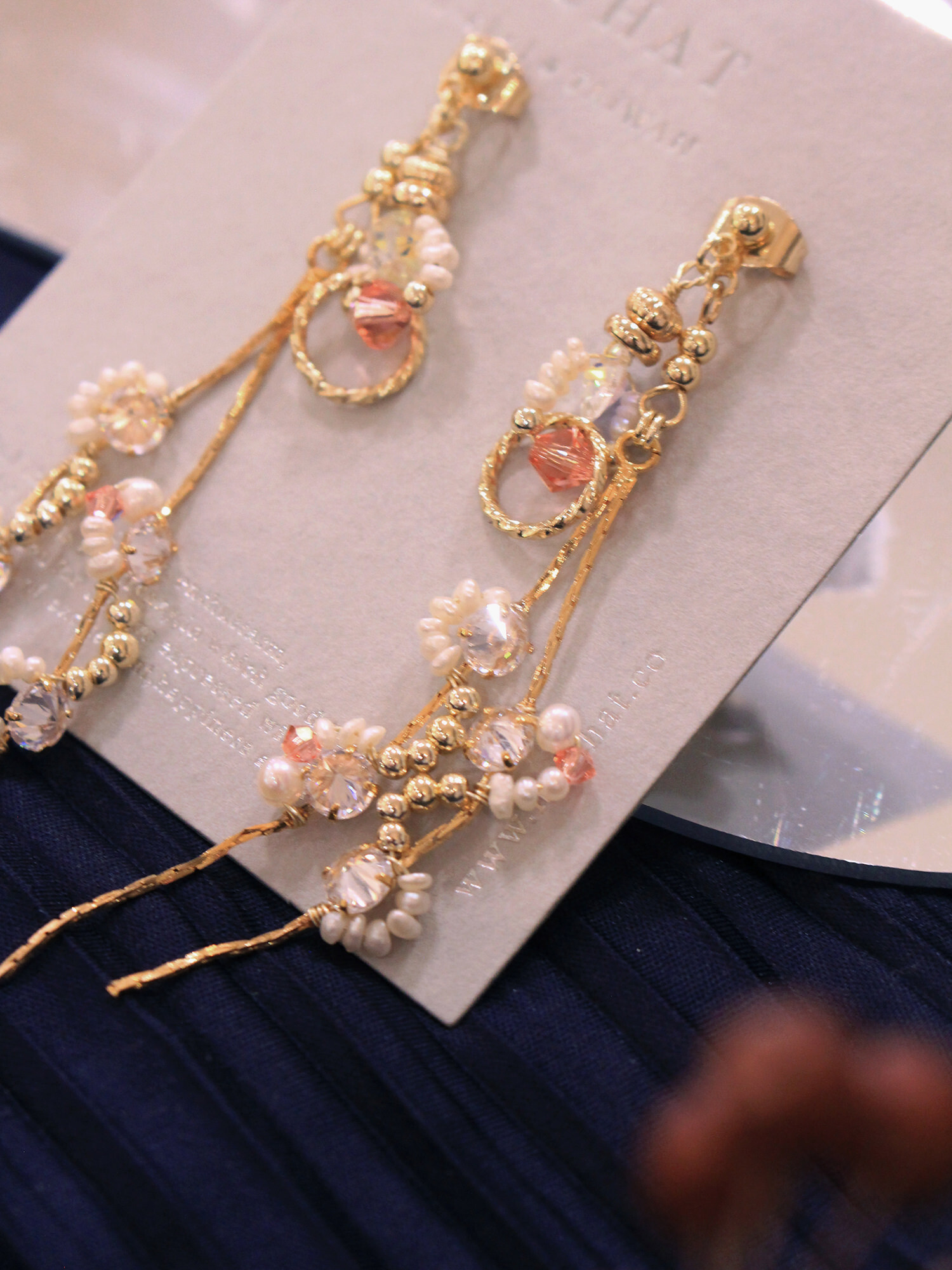 緋紅篇章。(2way)MUCHAT手作14KGP施華洛珍珠鋯石純銀針耳環