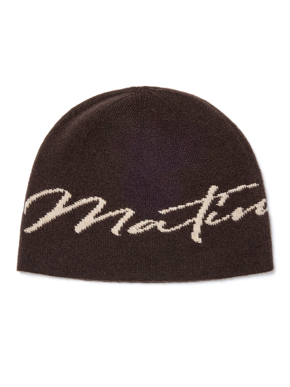 手寫LOGO針織毛帽 棕色