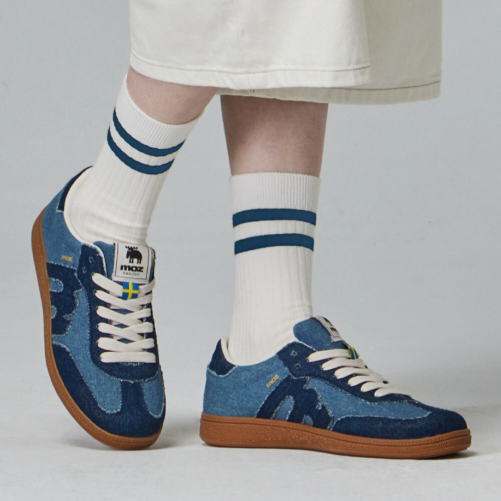 【熱銷】moz瑞典 駝鹿 經典再現 復古 德訓鞋 (牛仔藍)