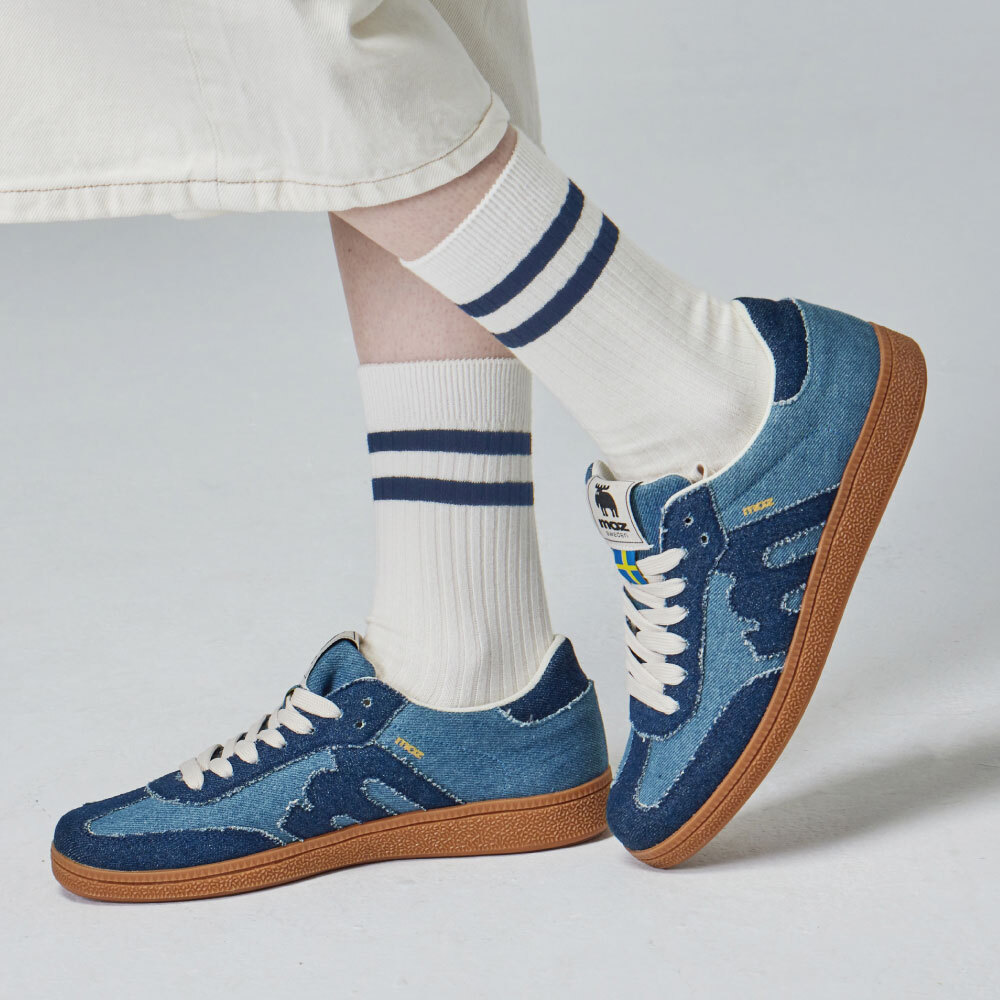 【熱銷】moz瑞典 駝鹿 經典再現 復古 德訓鞋 (牛仔藍)
