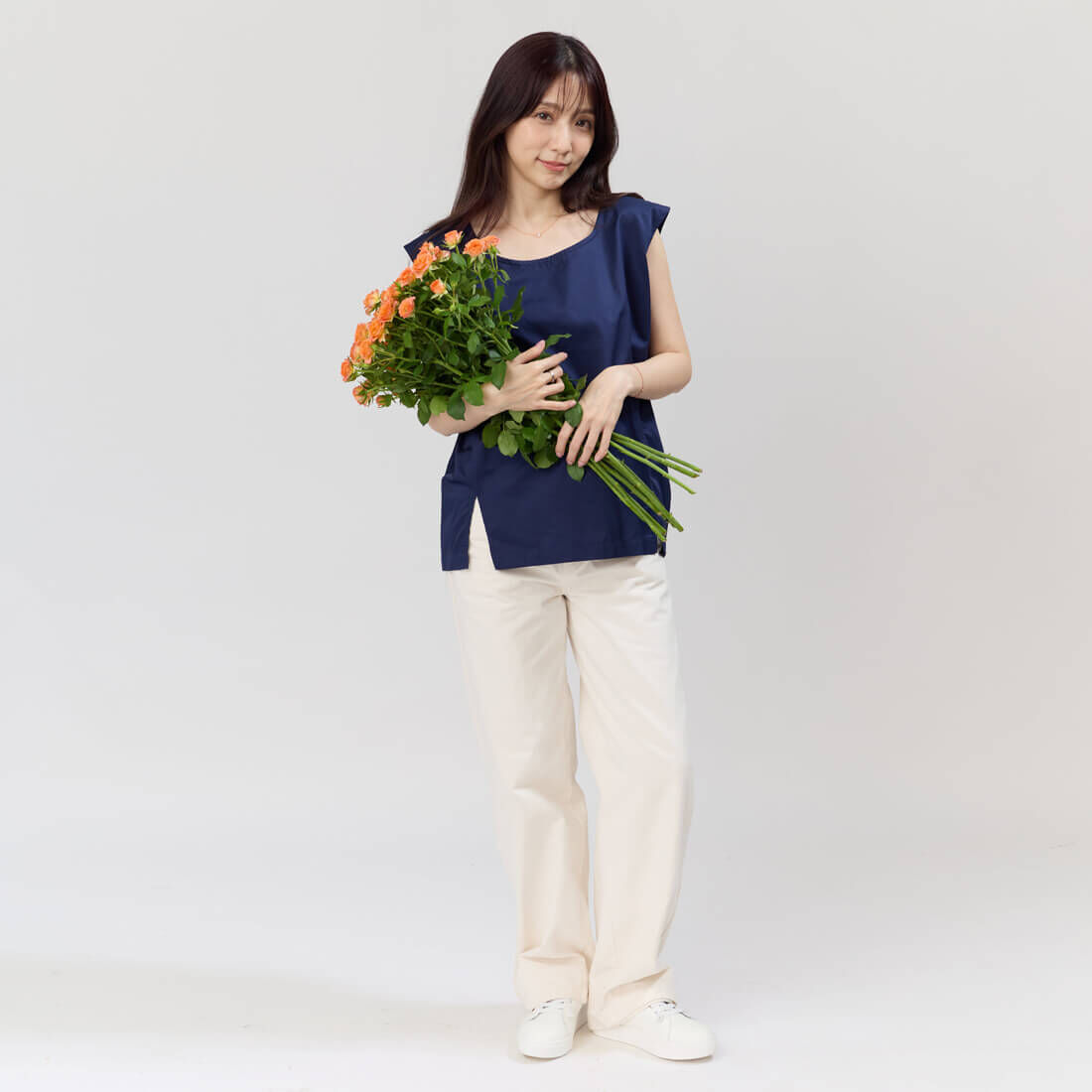 Dolly無袖純色夏日上衣/ 丈青