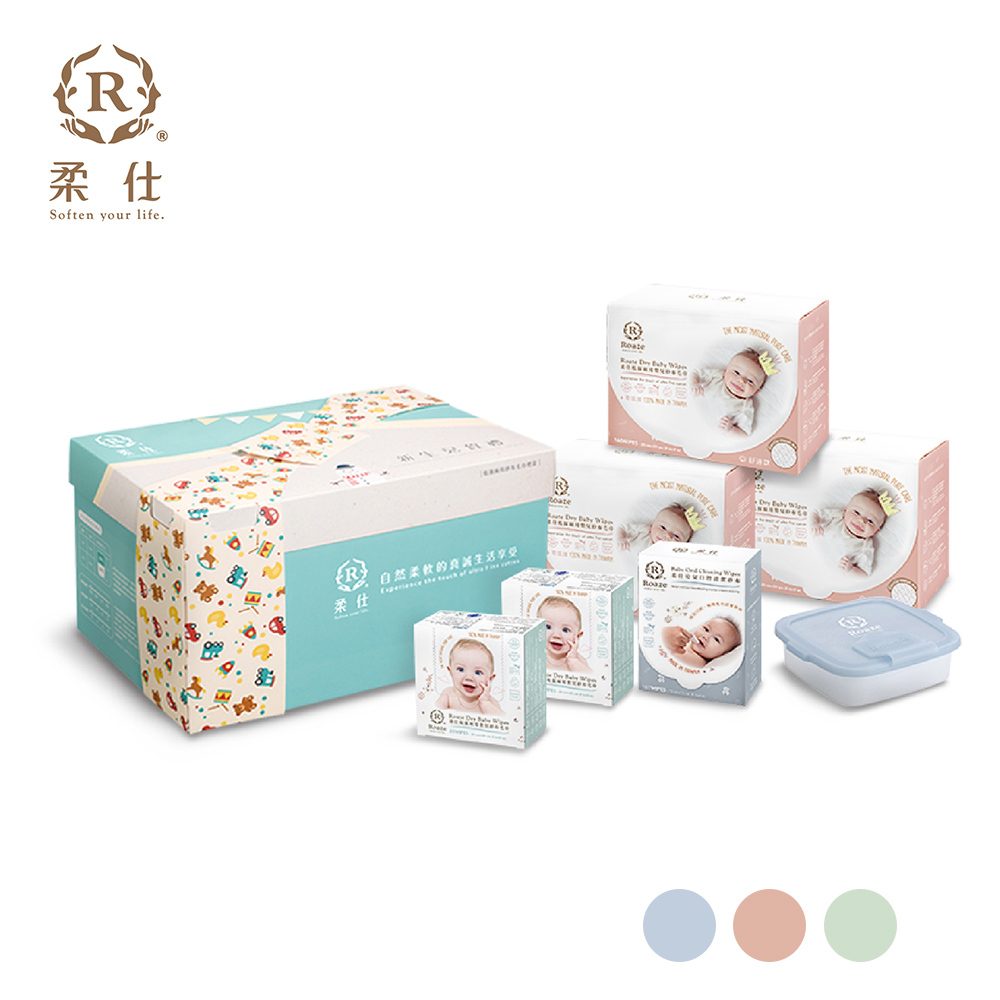 【Roaze 柔仕】特級棉柔新生兒賀禮 / 乾濕兩用布巾 彌月禮盒