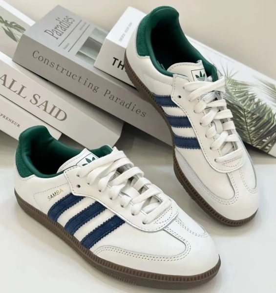ADIDAS 休閒鞋 SAMBA OG 白藍綠 焦底 復古 德訓鞋 男 IH4882