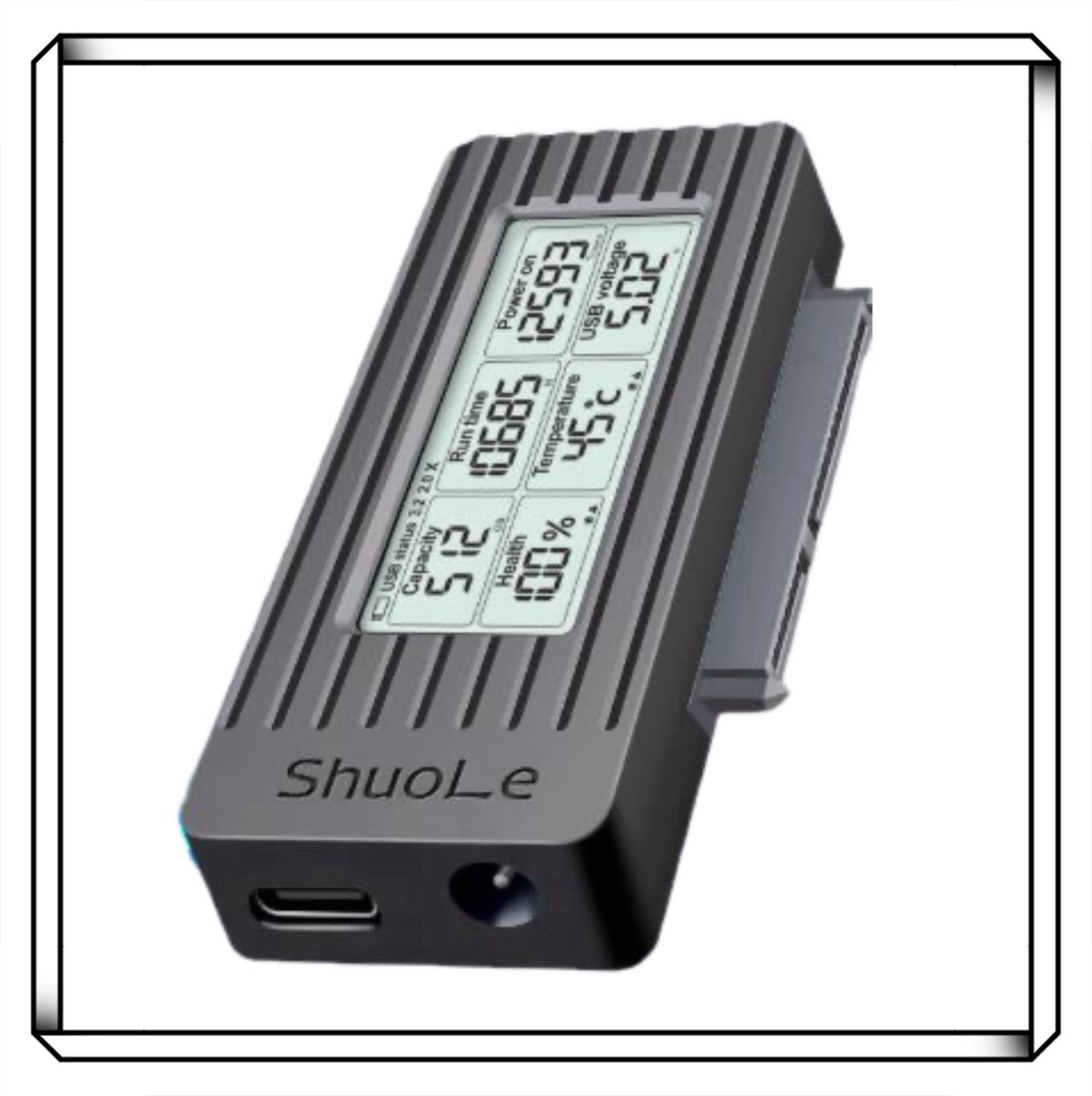 碩樂數顯 USB3.2 SATA 帶檢測功能易驅線 2.5吋 3.5吋 硬碟外接盒