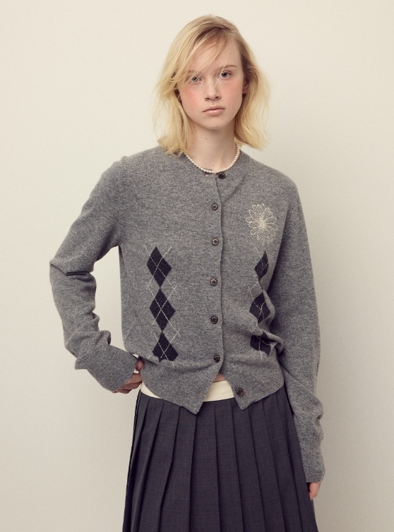 【韓國預購】MARDI KR090201 CASHMERE BLENDED ARGYLE 圓領冷衫外套