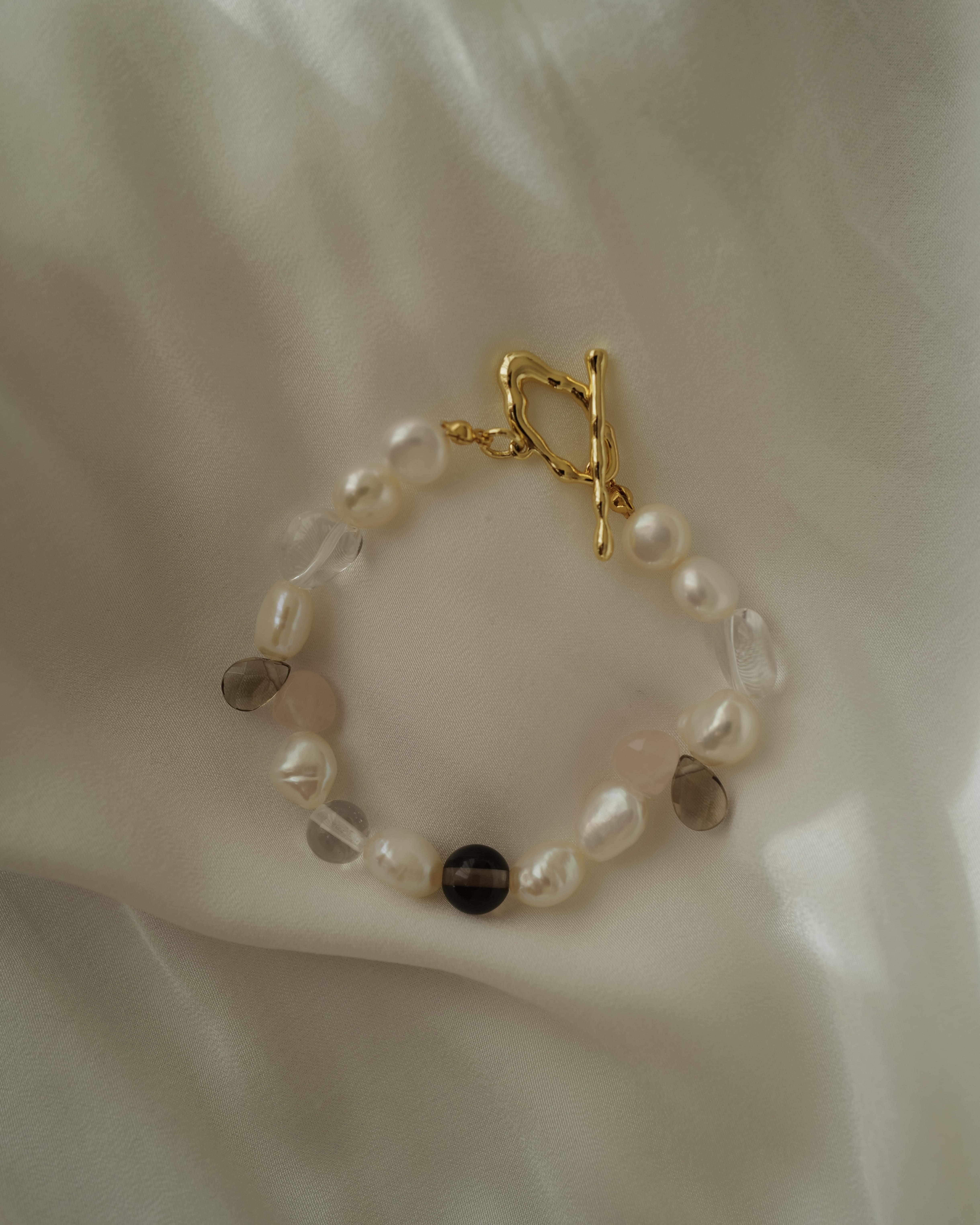 Rose Smoke Pearls Bracelet｜玫瑰煙晶珍珠手鏈