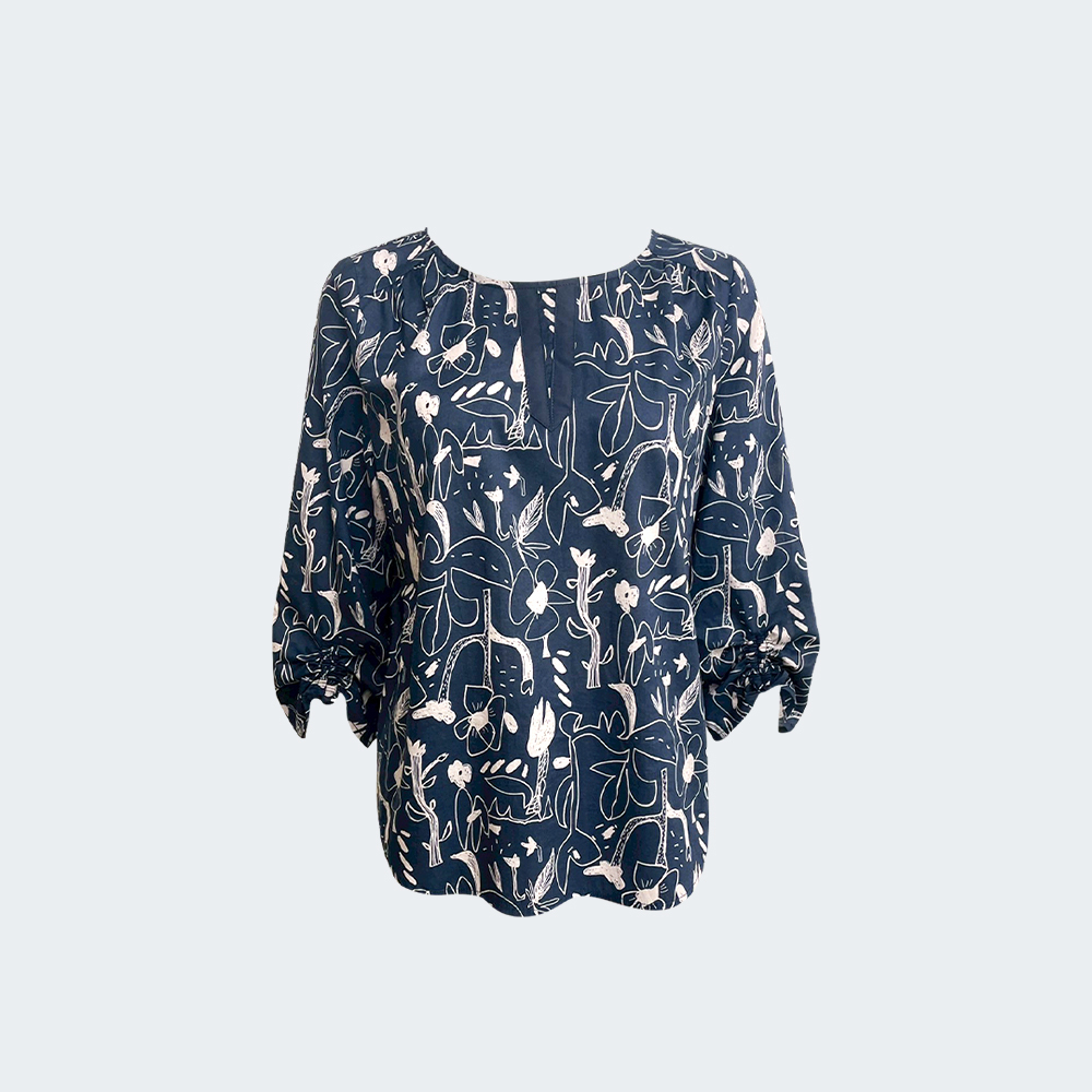 抽象花語圖騰七分袖上衣