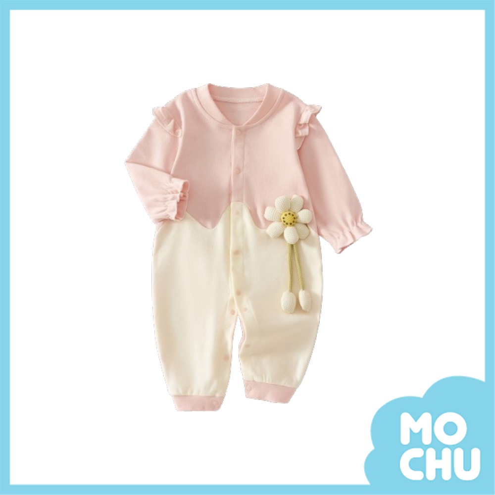 花朵公主泡泡袖長袖連身衣(二色)