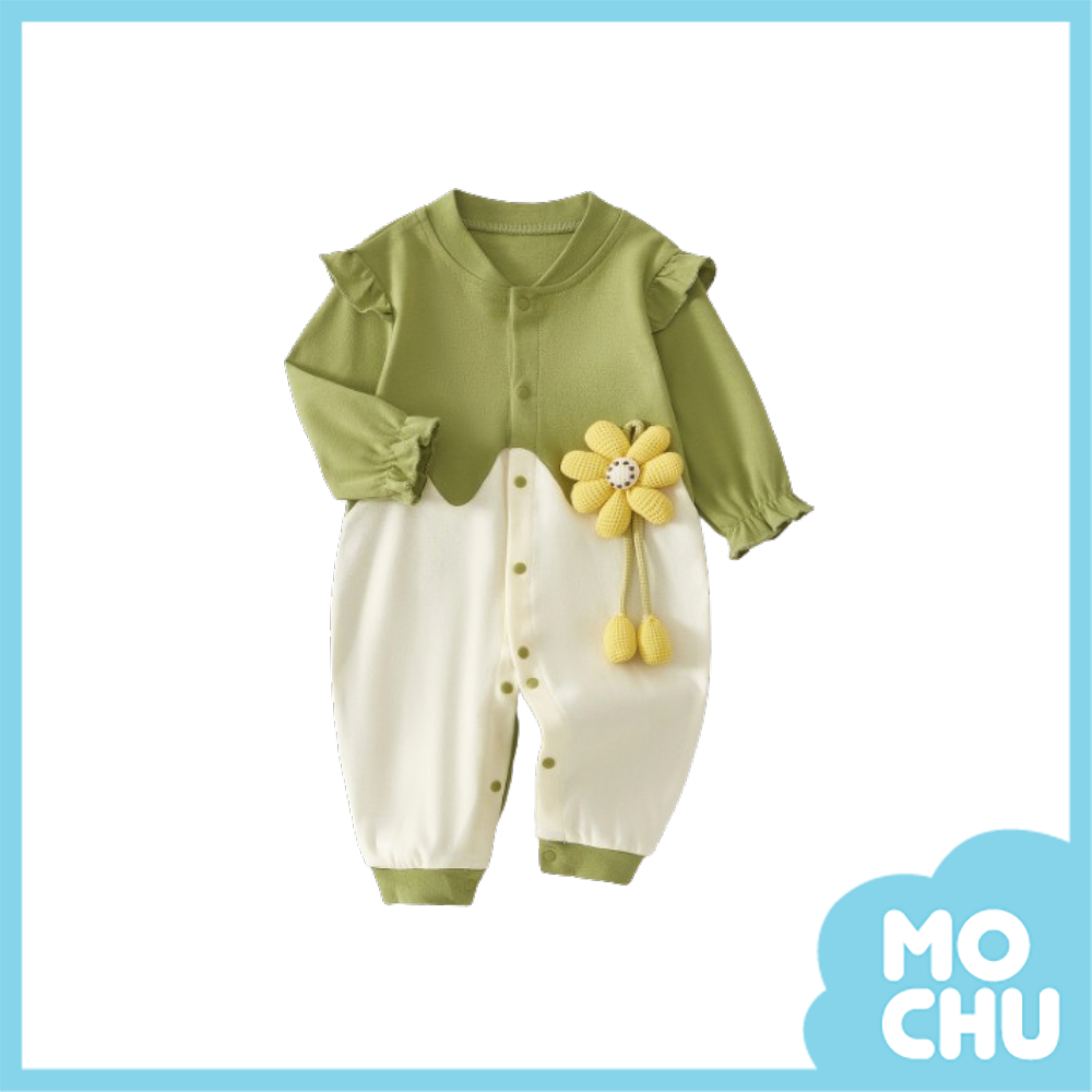 花朵公主泡泡袖長袖連身衣(二色)