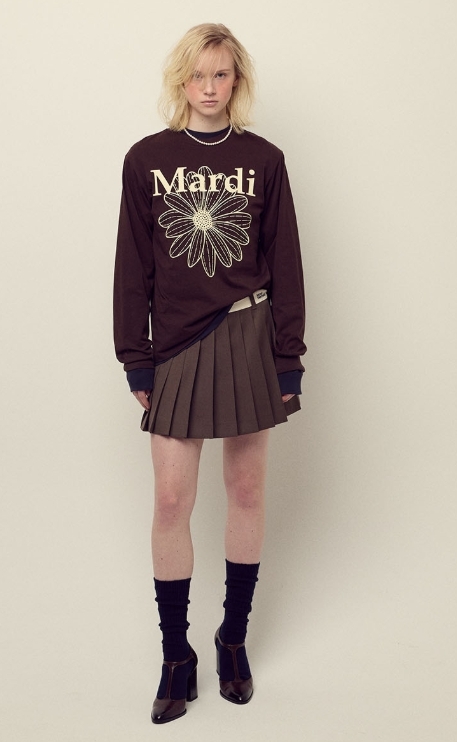 【韓國預購】MARDI KR090207 WOOL PLEATED CONTRAST WAISTBAND 短裙