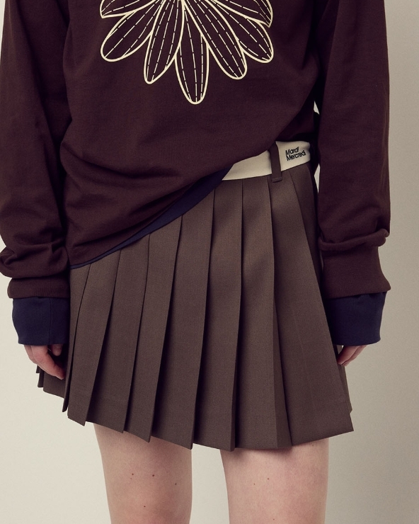 【韓國預購】MARDI KR090207 WOOL PLEATED CONTRAST WAISTBAND 短裙