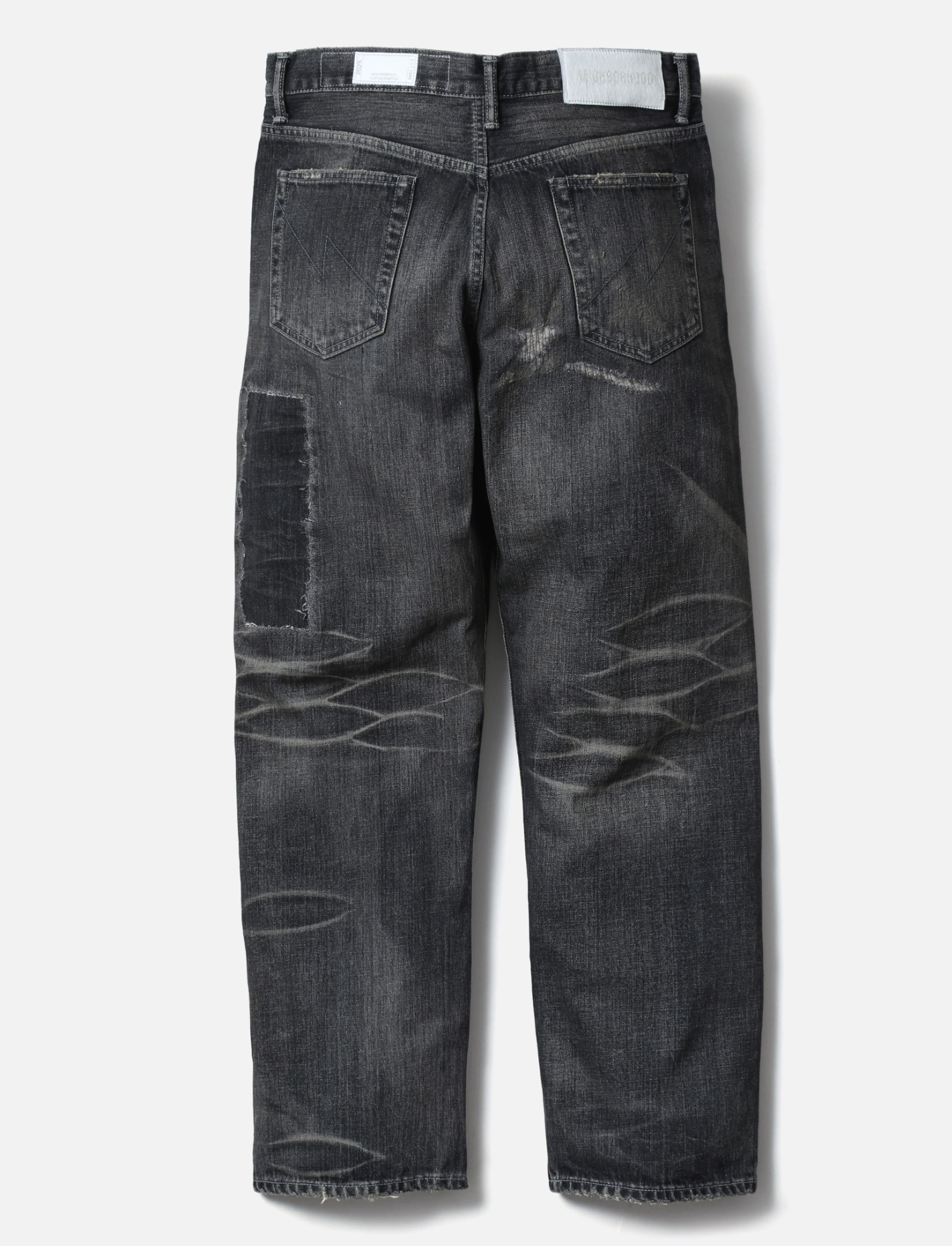 -(B3b02)- NEIGHBORHOOD  SAVAGE DENIM DP BASIC PANTS FW25 牛王 水洗 破壞 牛仔褲 黑色/藍色-252XBNH-PTM08