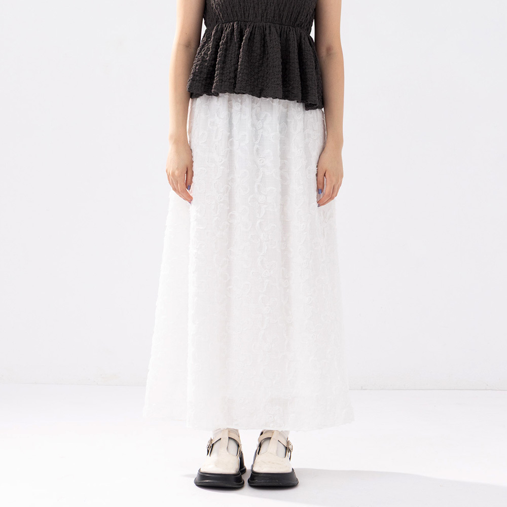 Three-dimensional jacquard design full hem maxi skirt, two colors available【03021594】in stock+pre-order