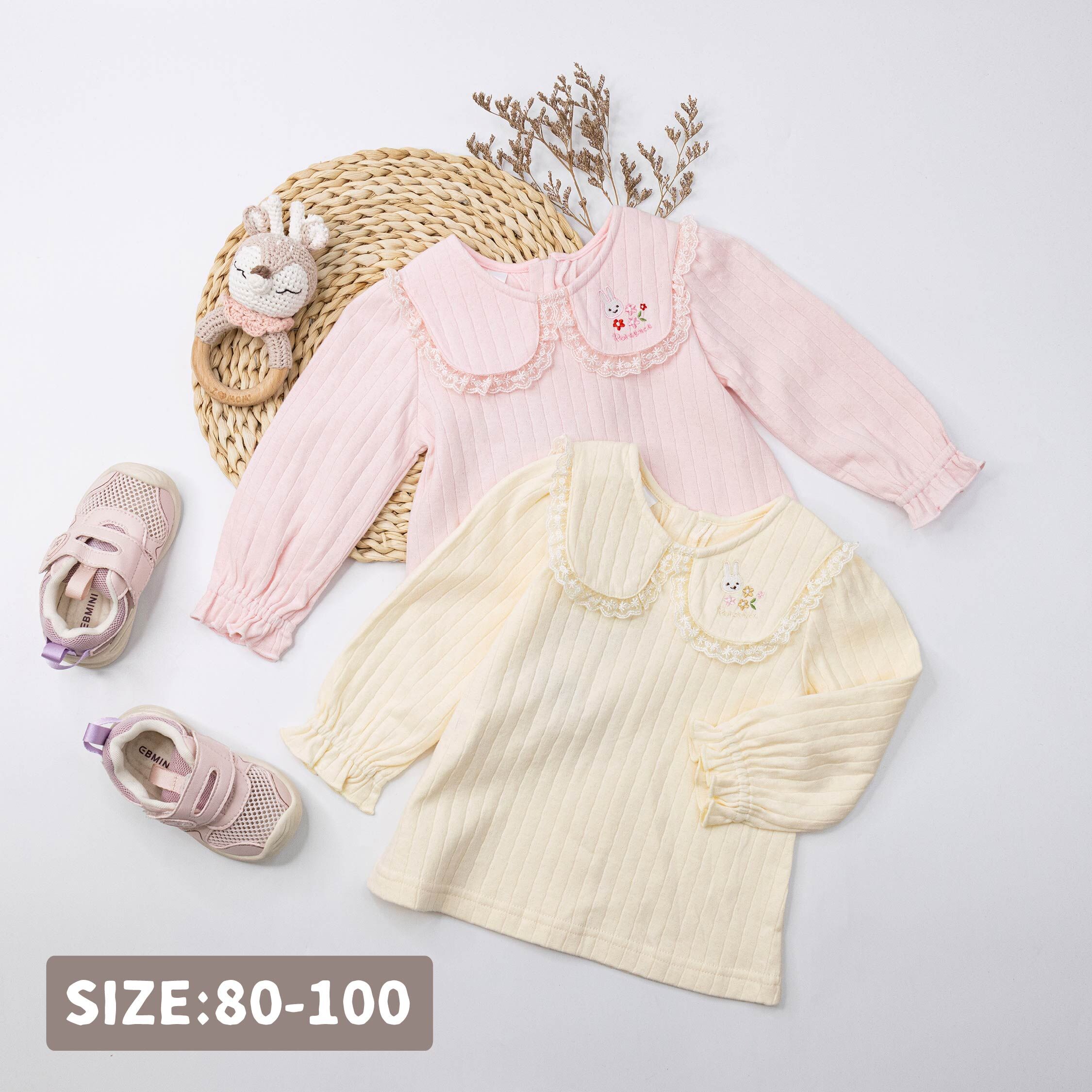 波紳士【12545】小兔花花蕾絲花邊領設計上衣＊二色