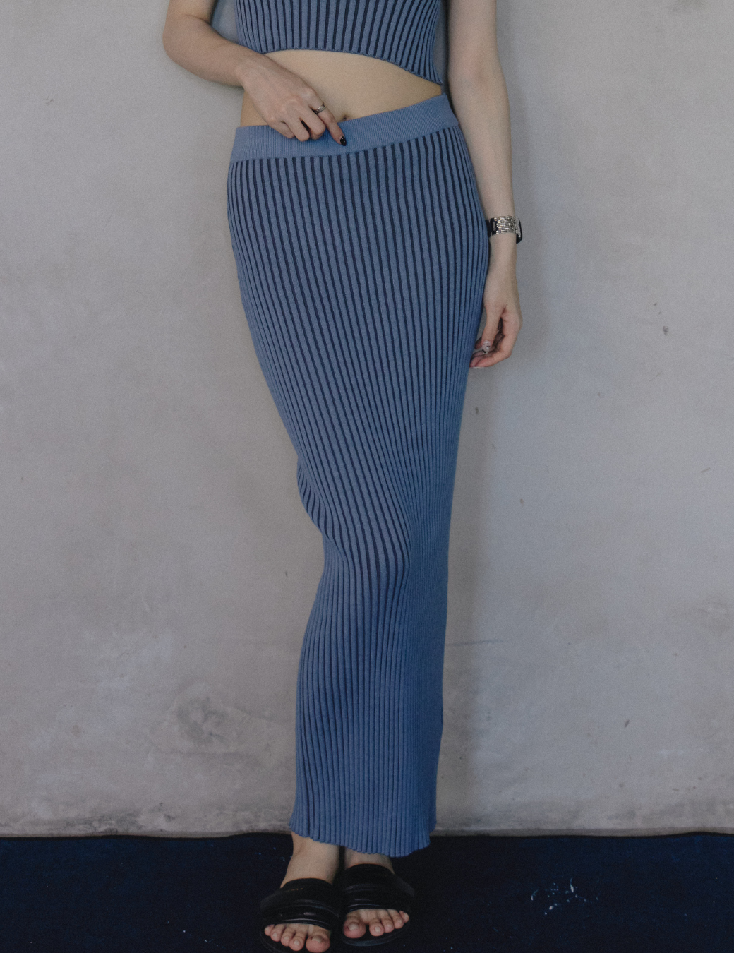 彈性坑條貼身長裙（3尺寸）