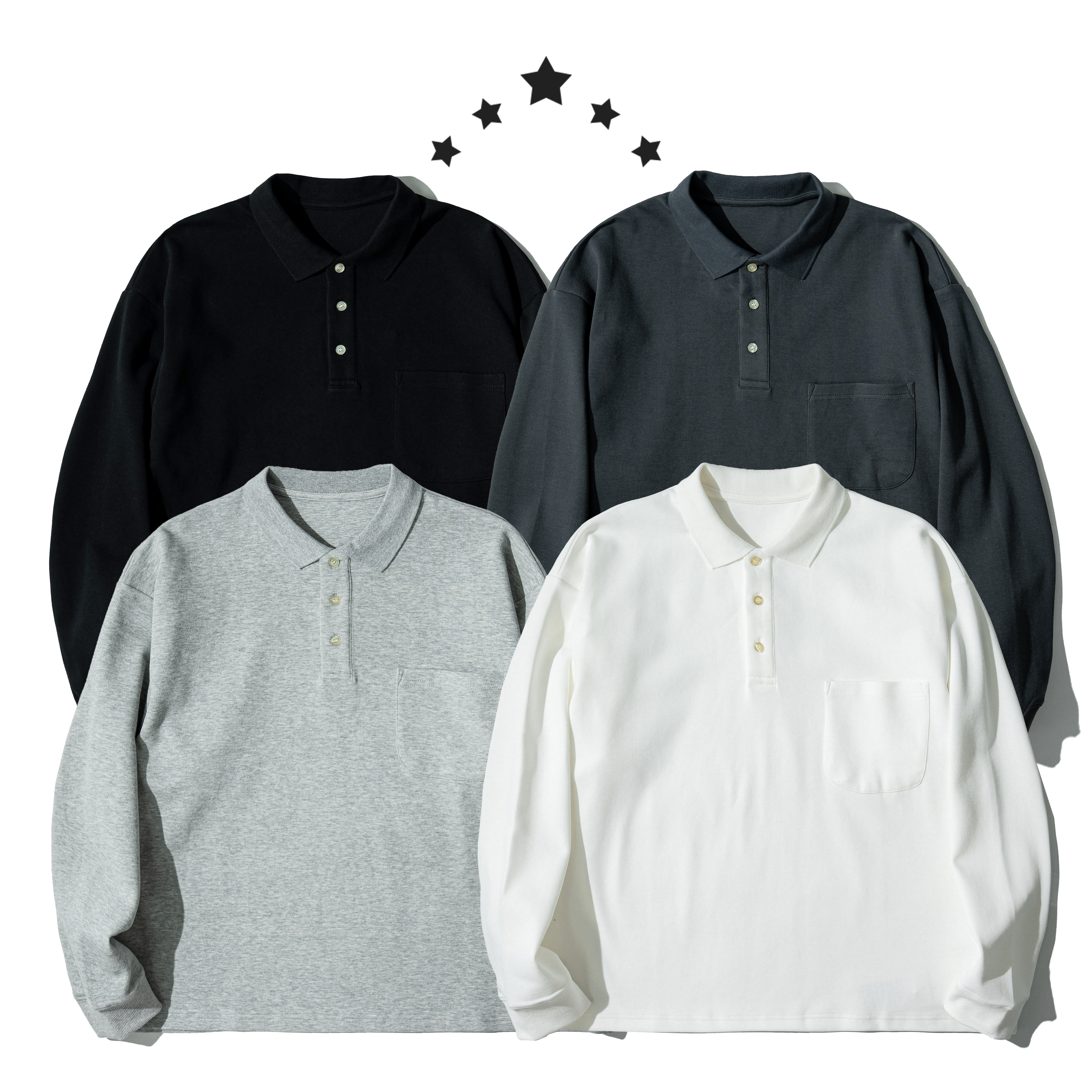 Pique Wide Polo LS Shirts 寬版 珠地棉 長袖 POLO衫 [PTR-120]