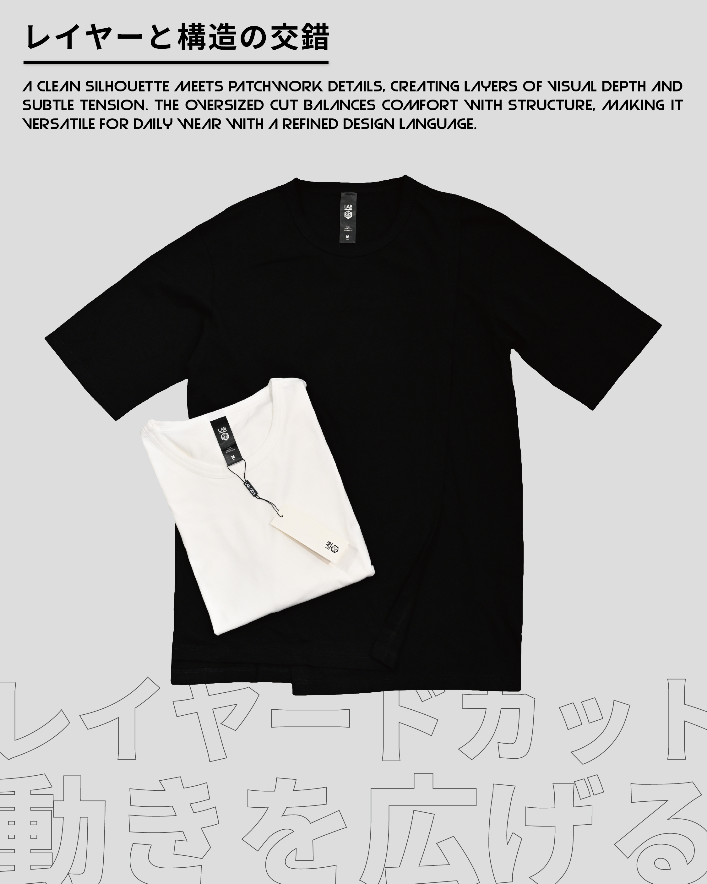 【 LAB.003 原創設計 層次拼接落肩短TEE - 2色 】