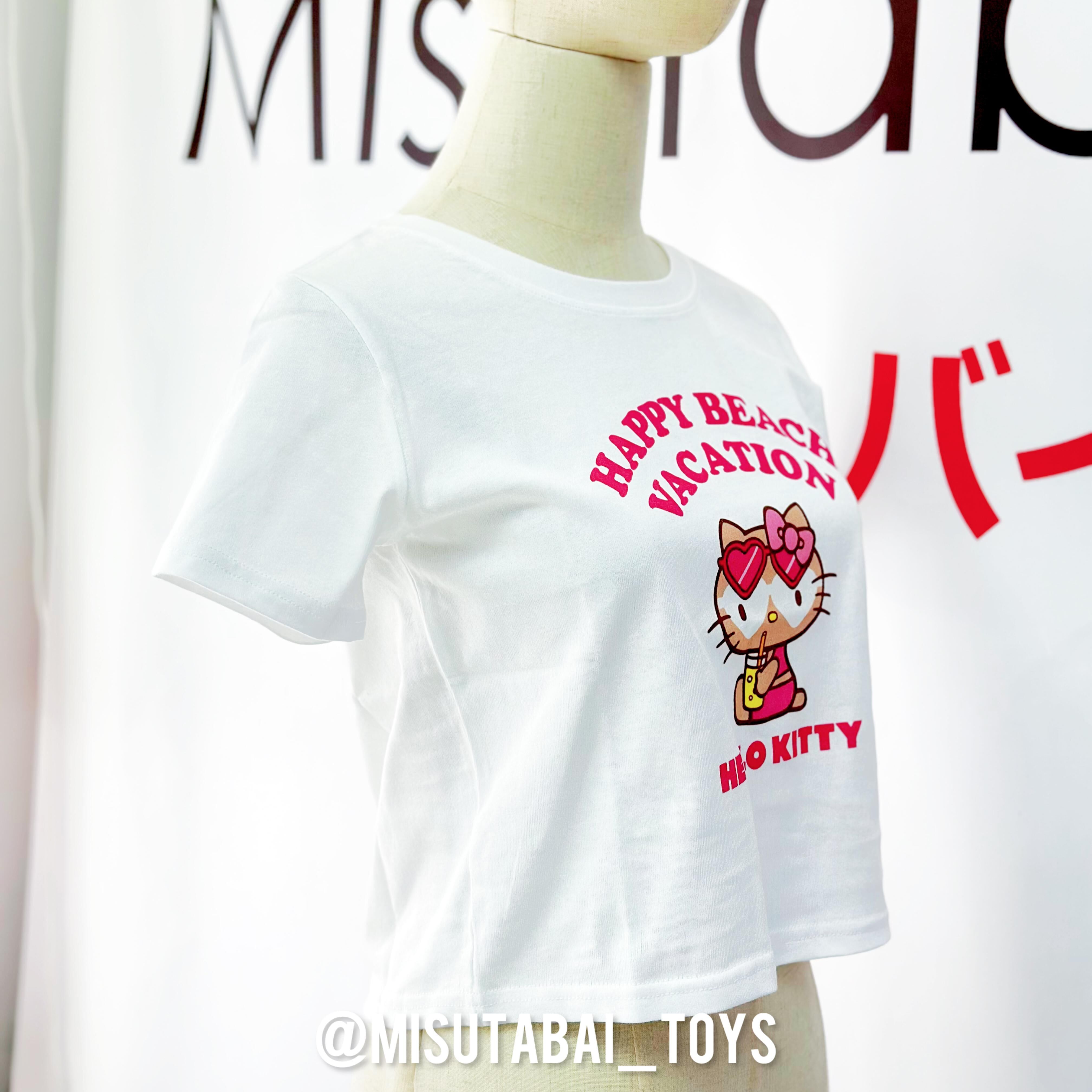 Sanrio Hello Kitty Cropped Short Sleeve T-Shirt (M) White