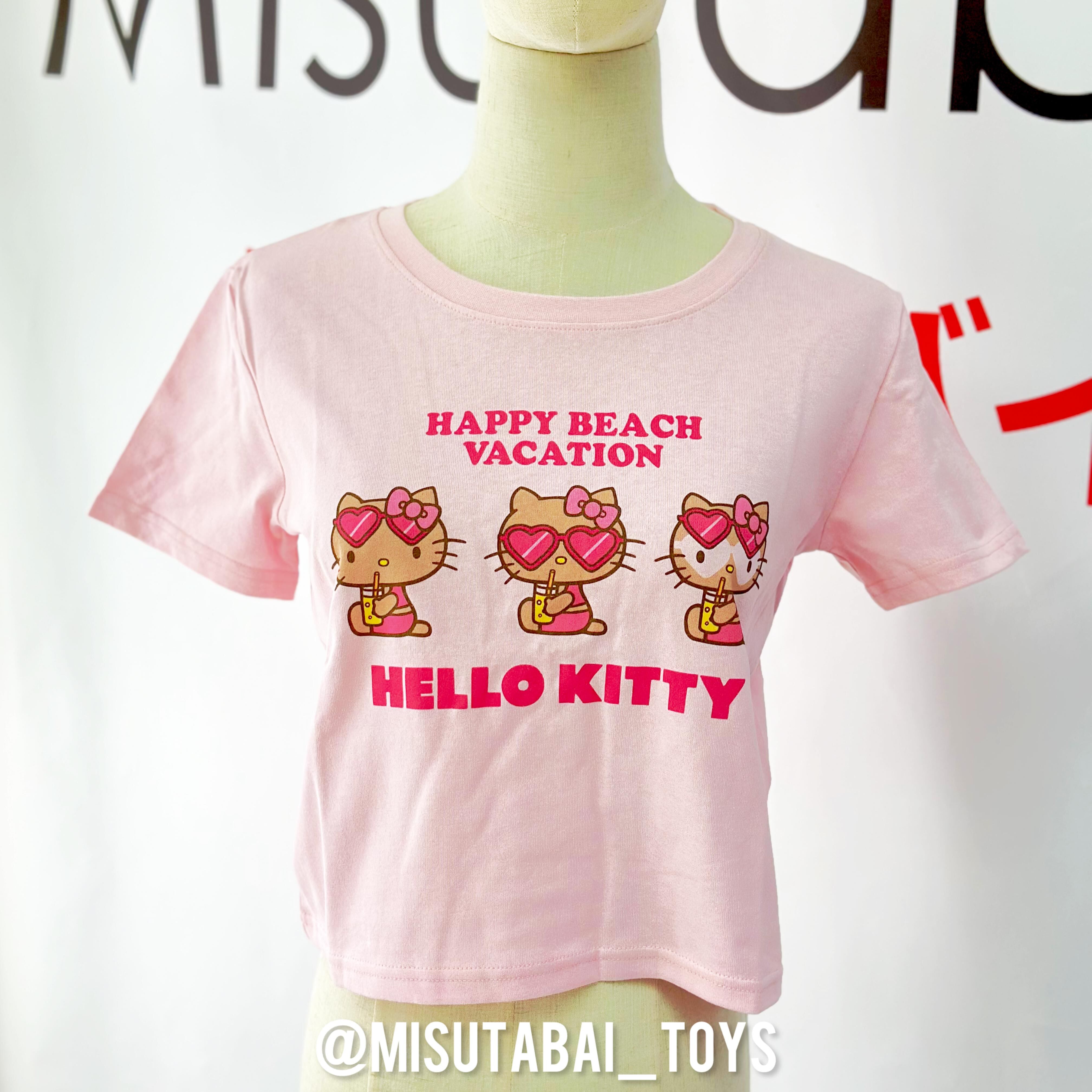 Sanrio Hello Kitty Cropped Short Sleeve T-Shirt (M) Pink
