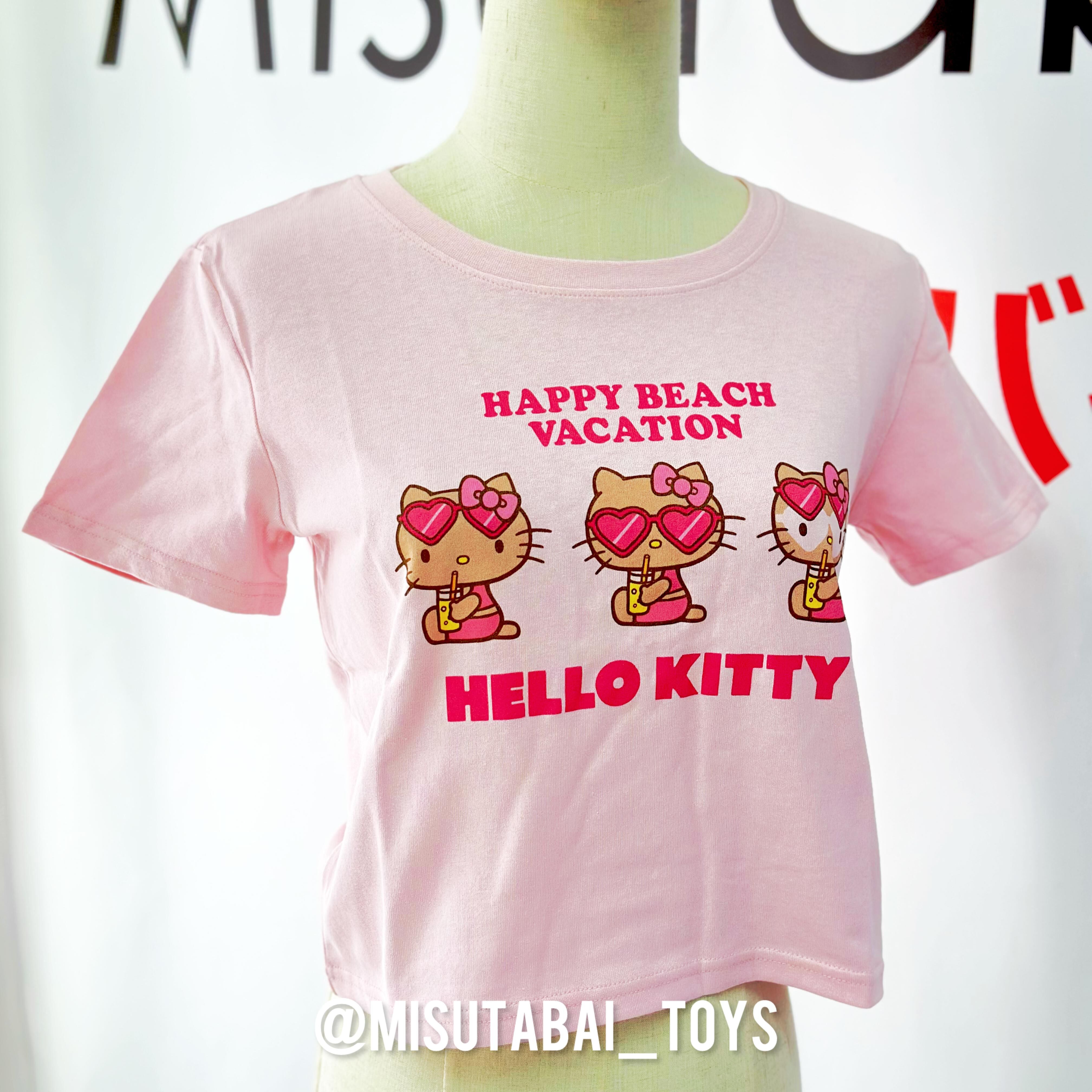 Sanrio Hello Kitty Cropped Short Sleeve T-Shirt (M) Pink