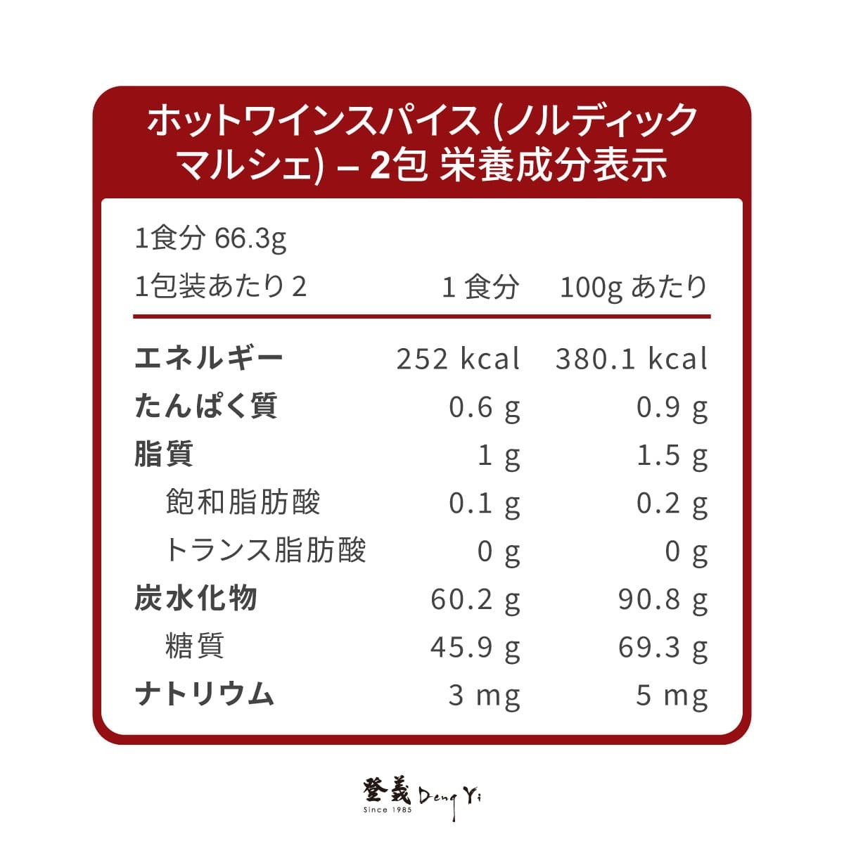 登義北歐市集營養標示