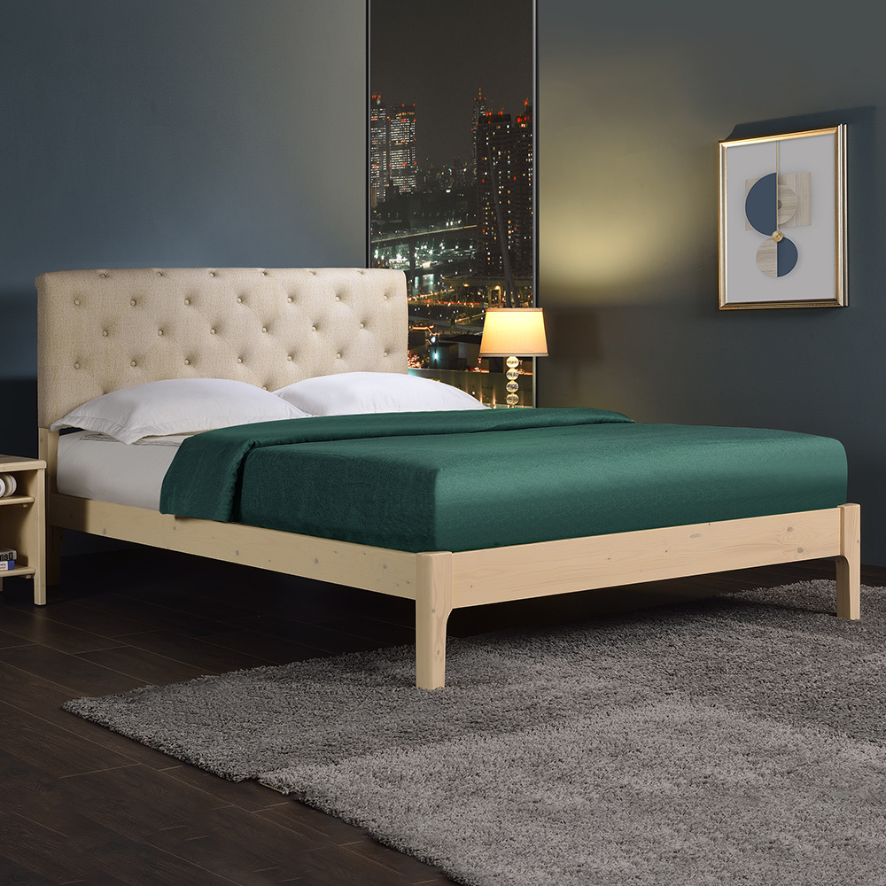 出清-葛倫耐磨皮革實木床架/床組(兩色可選)