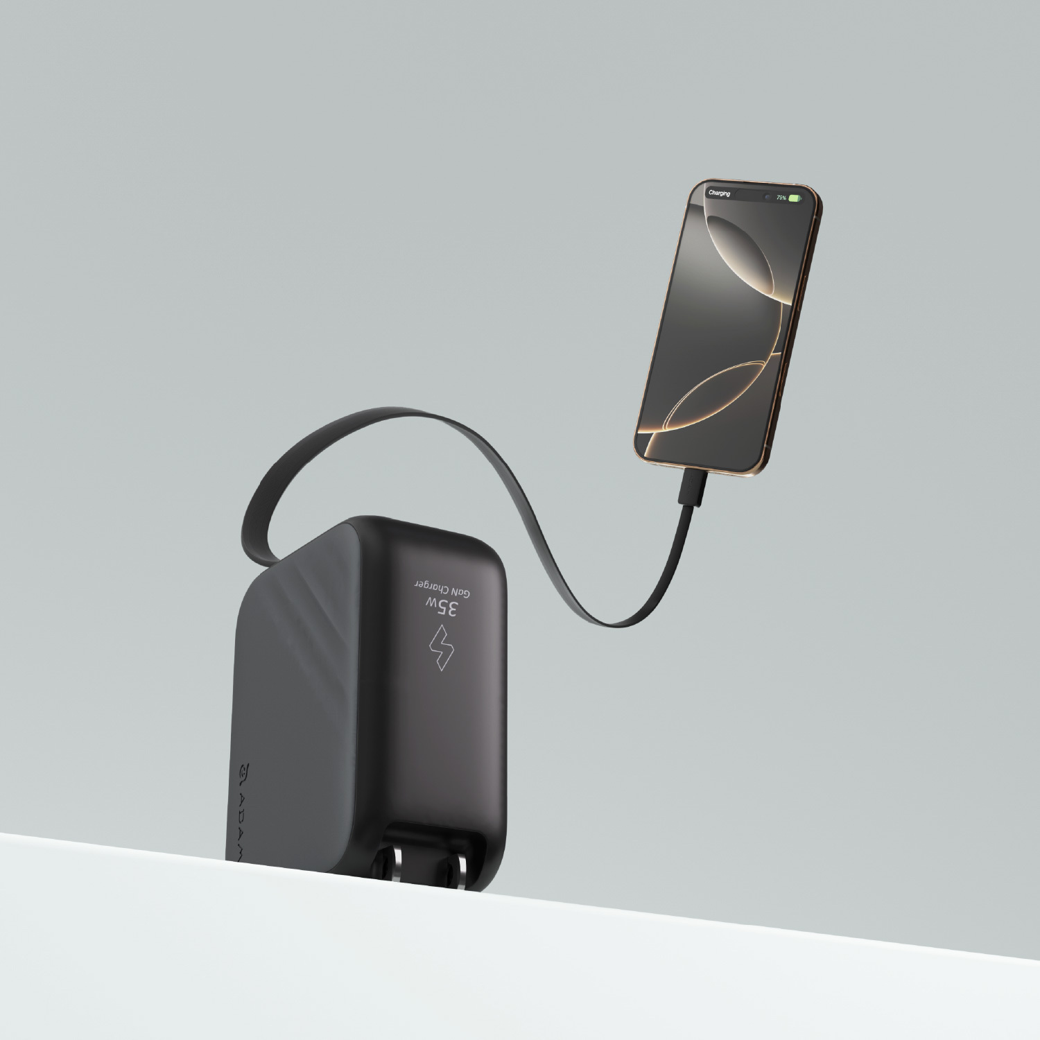 L35 UK GaN 35W Wall Charger with Built-In USB-C Cable