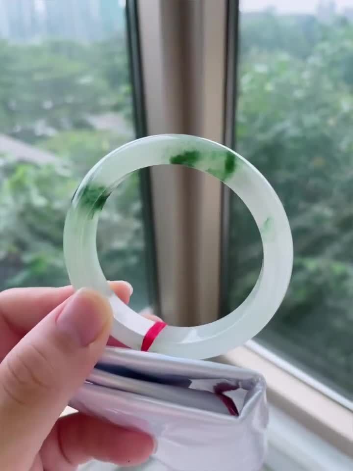 7245838 55.5mm冰飄花正圈翡翠手鐲 (54-56)