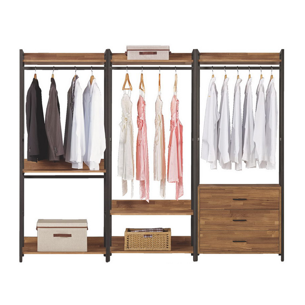 諾德8尺開放式組合衣櫃(雙吊+單桿+三抽)