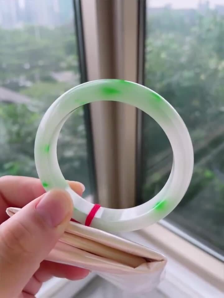 冰飄綠正圈翡翠手鐲,天然翡翠A玉, 緬甸玉, Jade, Jadeite